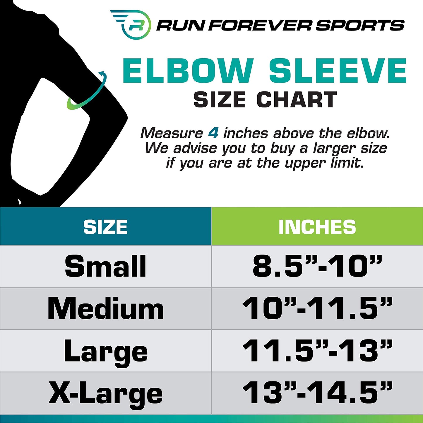 Run Forever Elbow Compression Sleeve for Men & Women | Forearm & Elbow Sleeve for Weightlifting, Workout, Exercise, Golf & Tennis | Elbow Brace for Tendonitis, Arthritis, Bursitis, & Pain Relief
