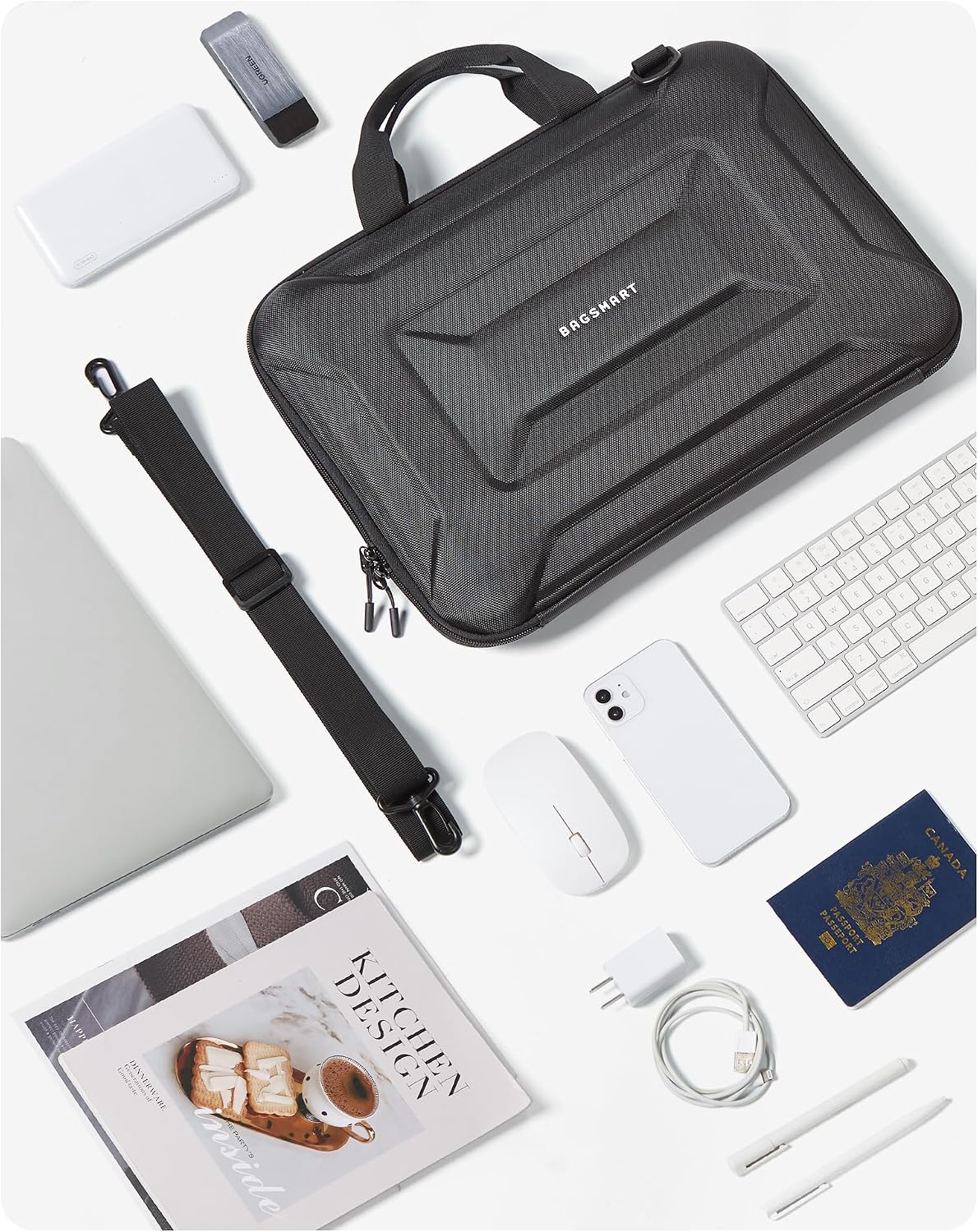 15.6-16 inch BAGSMART Laptop Computer Case with Strap,Shockproof Waterproof Laptop Bag with Sturdy Handle