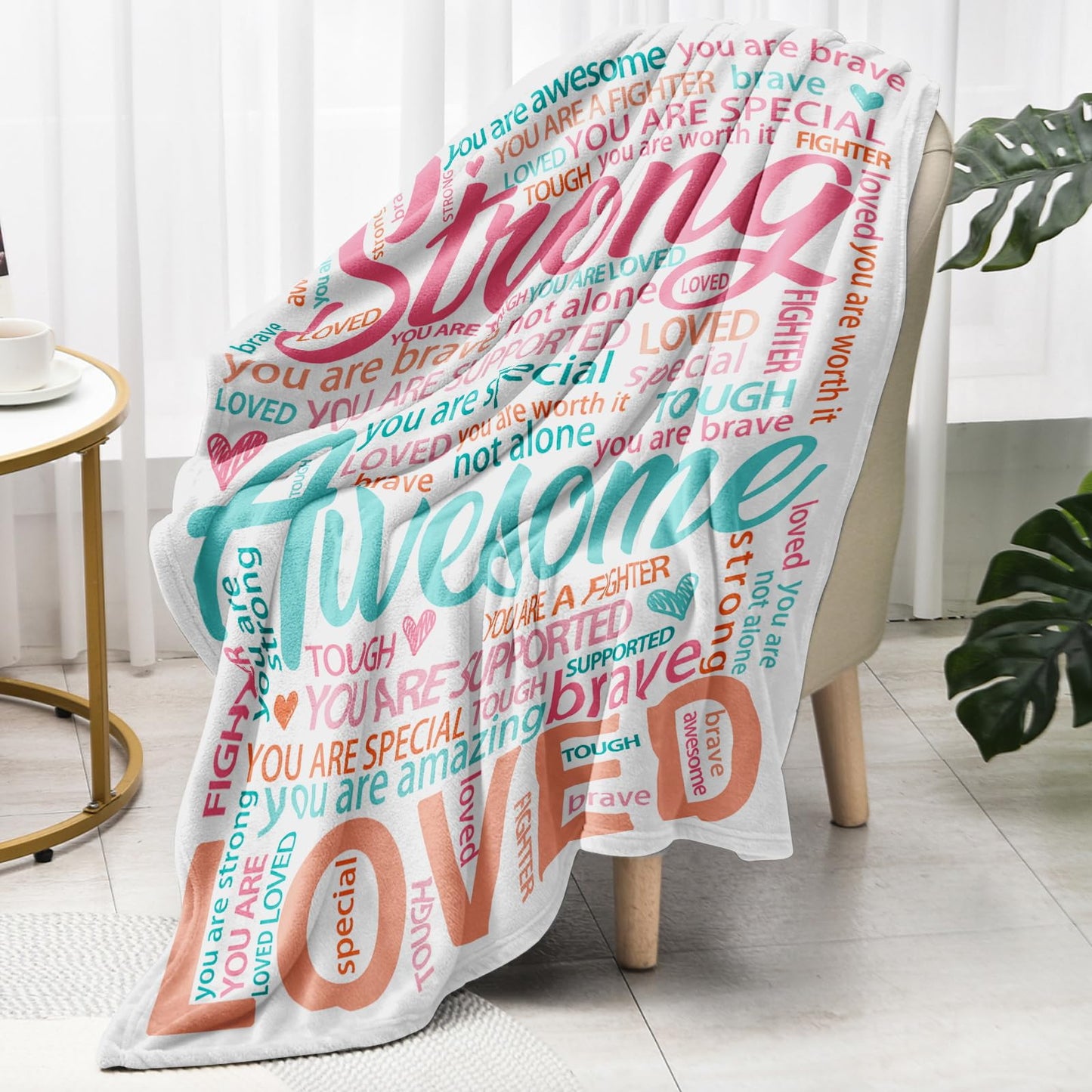 Super Soft Hug Blanket for Women - Inspirational Healing Gift for Cancer Patients, Post Surgery Recovery, Chemo Support, Hospital Stay, Thinking of You Gift for Her, Sister, Friend, 50"x60"