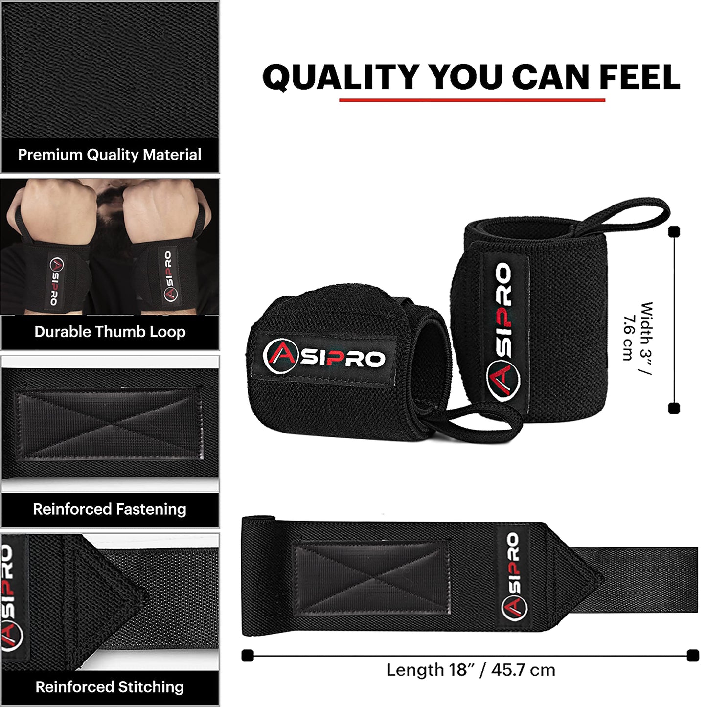 ASIPRO Wrist Straps for Weightlifting Men & Women Wrist Wraps for Weightlifting Muñequeras para Gym Weight Lifting Wrist Wraps for Bench Press Gym Wrist Straps Gym Wrist Support for Working Out