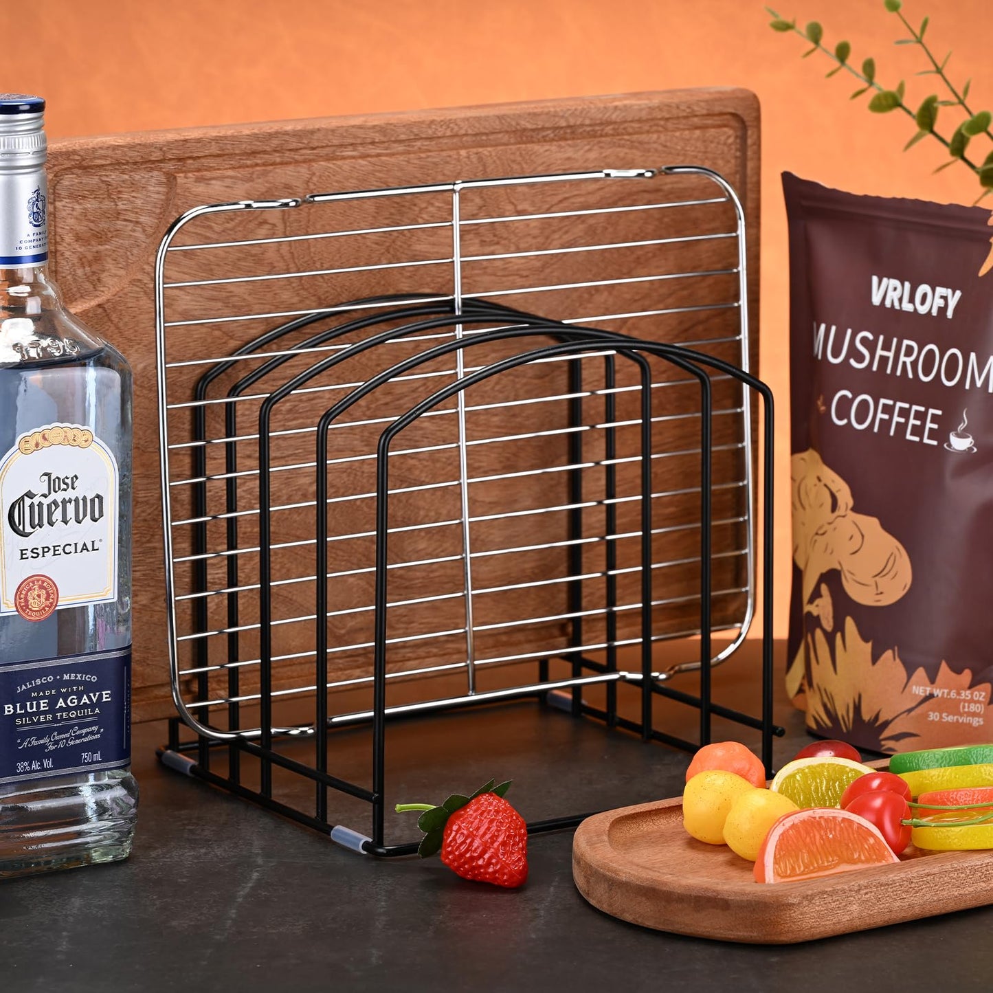 ziroland 5-Slot Cutting Board Organizer, Bakeware Organizer, and Kitchen Cabinet Organizer for Baking Trays and Cookie Sheets (1pc 5 Slot for two size)