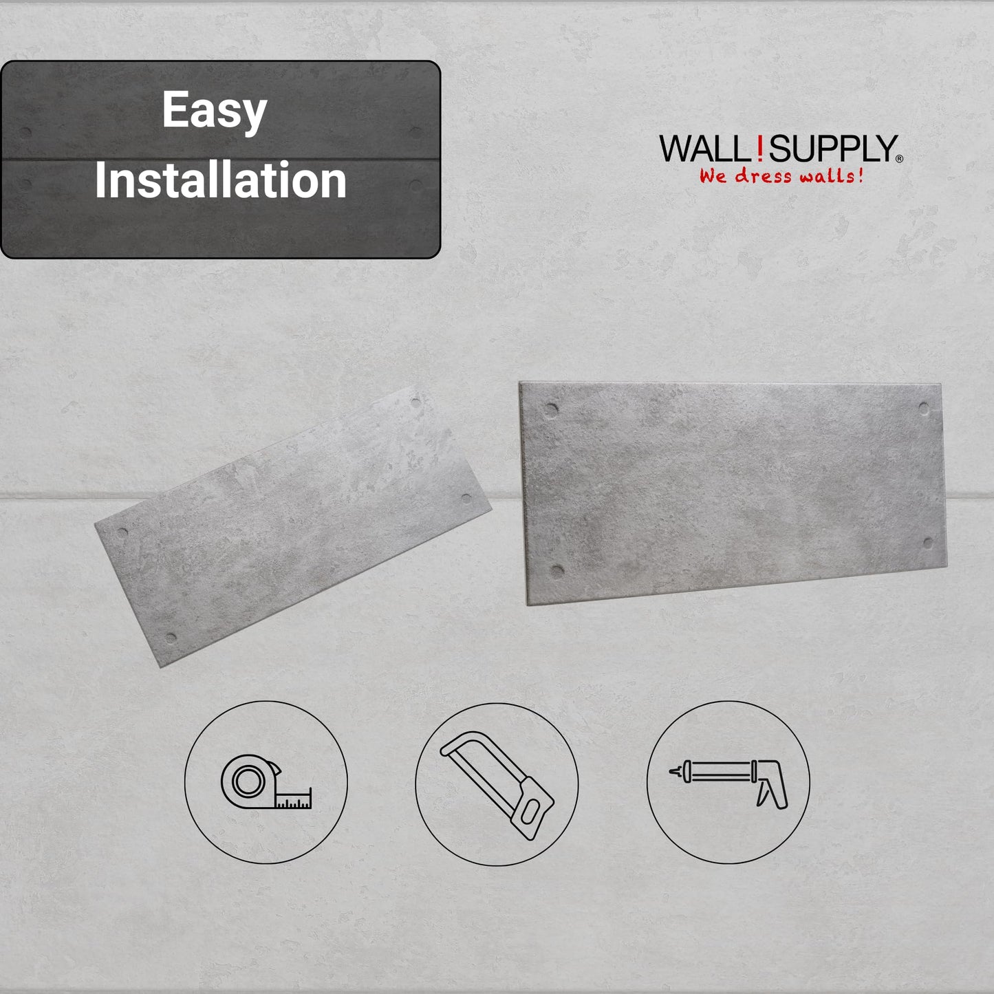 Wall!Supply 3D Wall Panels – Industrial Concrete Loft Style – Lightweight Foam (EPS) – Wallpaper Alternative for Living Room, Bedroom & Office – Easy DIY Installation – 4 Pack, Covers 25.84 Sq Ft