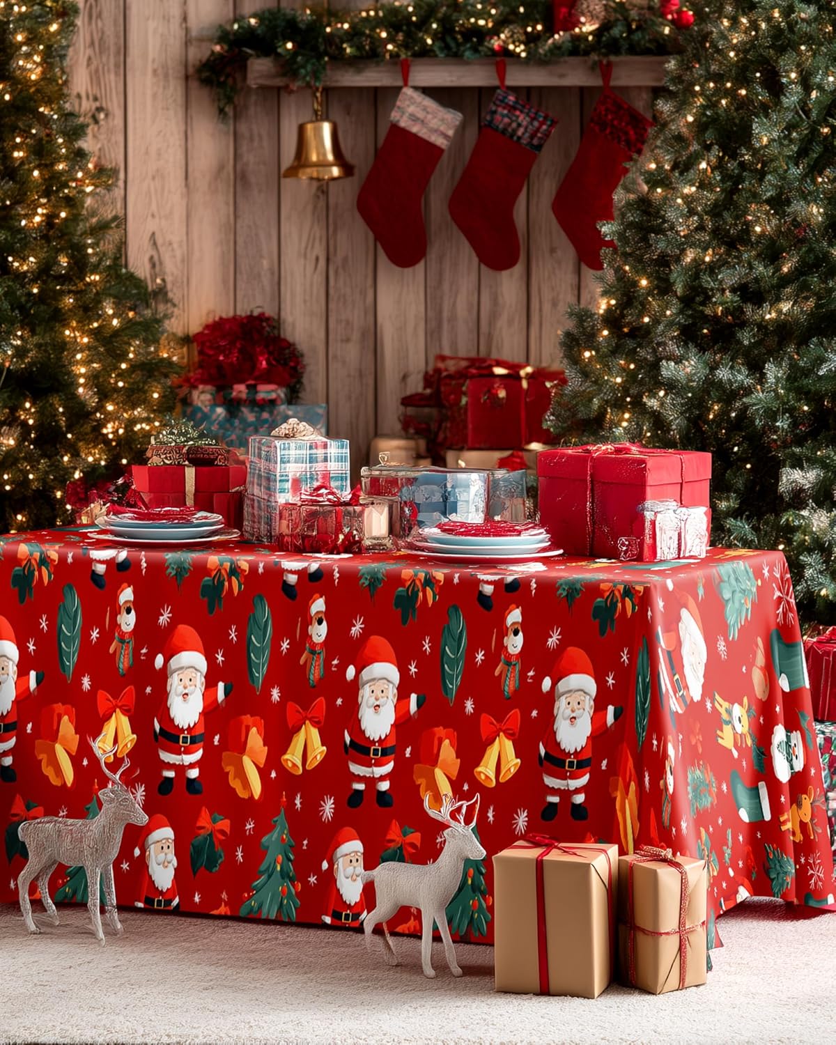 Pureegg Disposable Plastic Tablecloths - 10 Pack, 54 x 108 Inch, Sturdy & Leakproof, Christmas Red