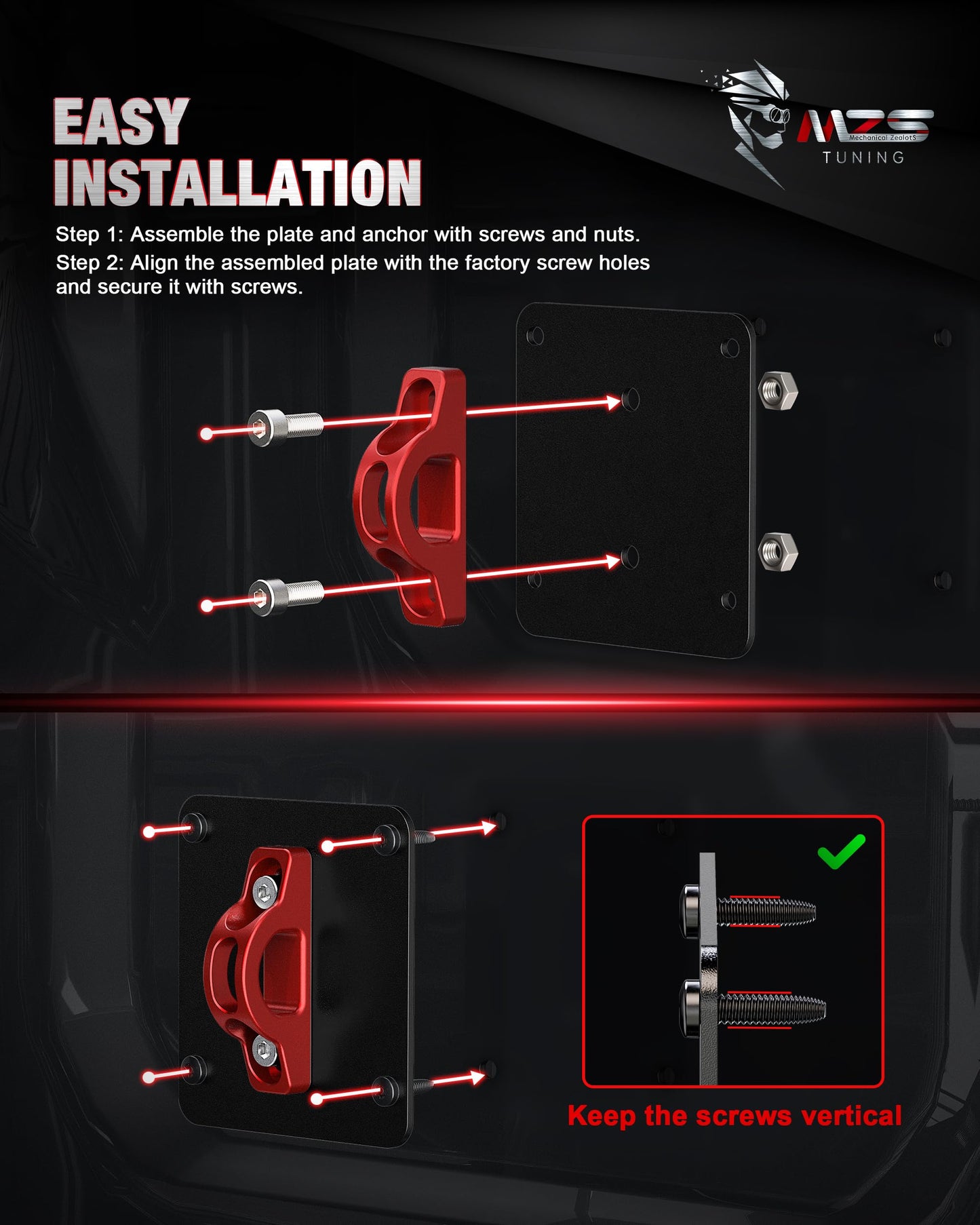 MZS 2" Leveling Kit + Truck Tie Downs Anchors Compatible with 2015+ F250 F350 Super Duty, Pack of 6