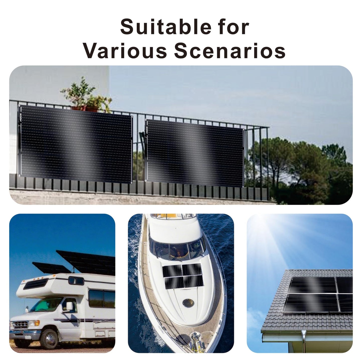 200W Flexible Solar Panel Kit, Lightweight Monocrystalline Ultra-Flexible Bendable Mono Off-Grid Charger with 30A Charge Controlle for 12-24V Battery Charging Car Battery Camping Stuff (2 * 100W)