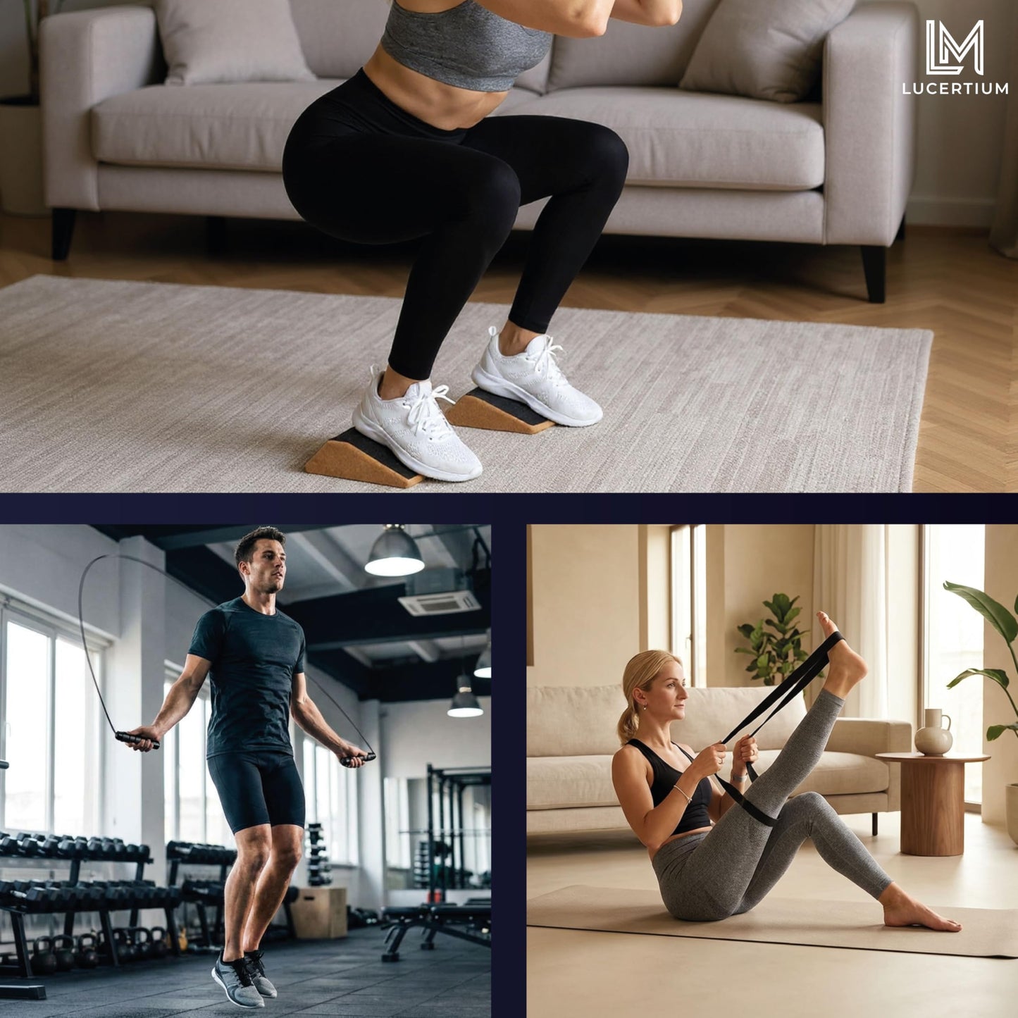 Squat Wedge Block & Calf Raise Block 2 PCS – 3-in-1 Set with Resistance Bands, Jump Rope & Carry Bag – Non-Slip Slant Board for Heel Elevated Squats, Deadlifts & Calf Raises | Improve Form, Stability & Ankle Mobility | Home Gym Fitness Equipment