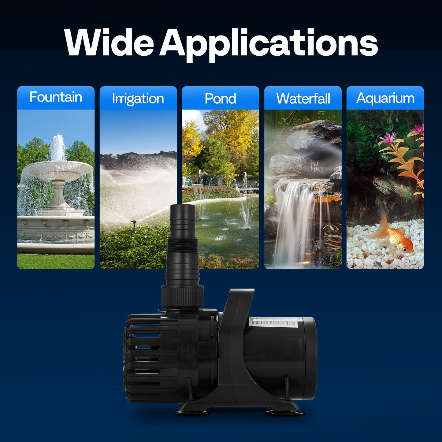 VIVOHOME 310W 5300GPH Submersible Water Pump with 180° Adjustable Water Outlet, 20ft High Lift for Waterfall Fountains Fish Tank Pond