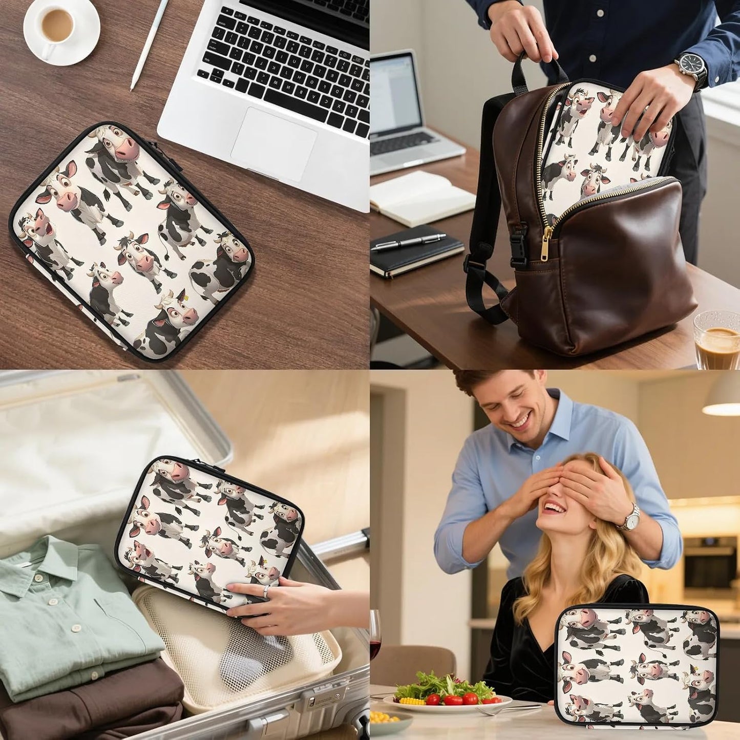 Milk Cow Travel Cable Organizer Pouch Electronic Cord Storage Bag Tech Accessories Carry Case for Charger, Cable