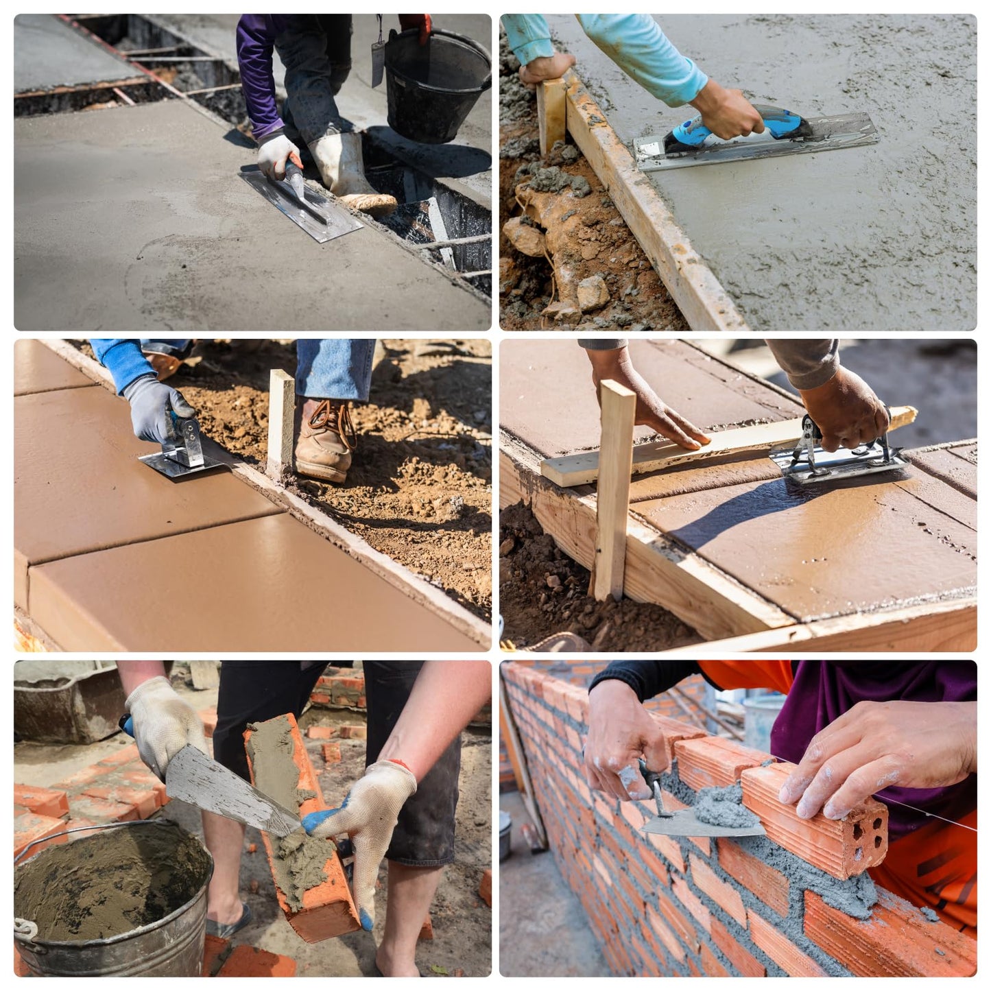 KEZERS 8-in-1 Concrete Finishing Tools Kit: Magnesium Float, Finishing & Pool Trowel, Gauging & Brick Trowel, Concrete Groover & Edger for Masonry, Stucco Repair & Bricklaying