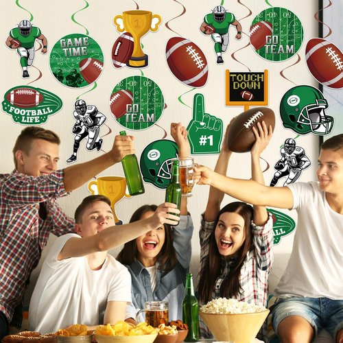 40Pcs Football Hanging Swirl Decorations, Football Party Ceiling Hanging Swirls Super Bowl Game Swirls Streamers for Sports Birthday Super Bowl Game Day Tailgate Party Decor Supplie
