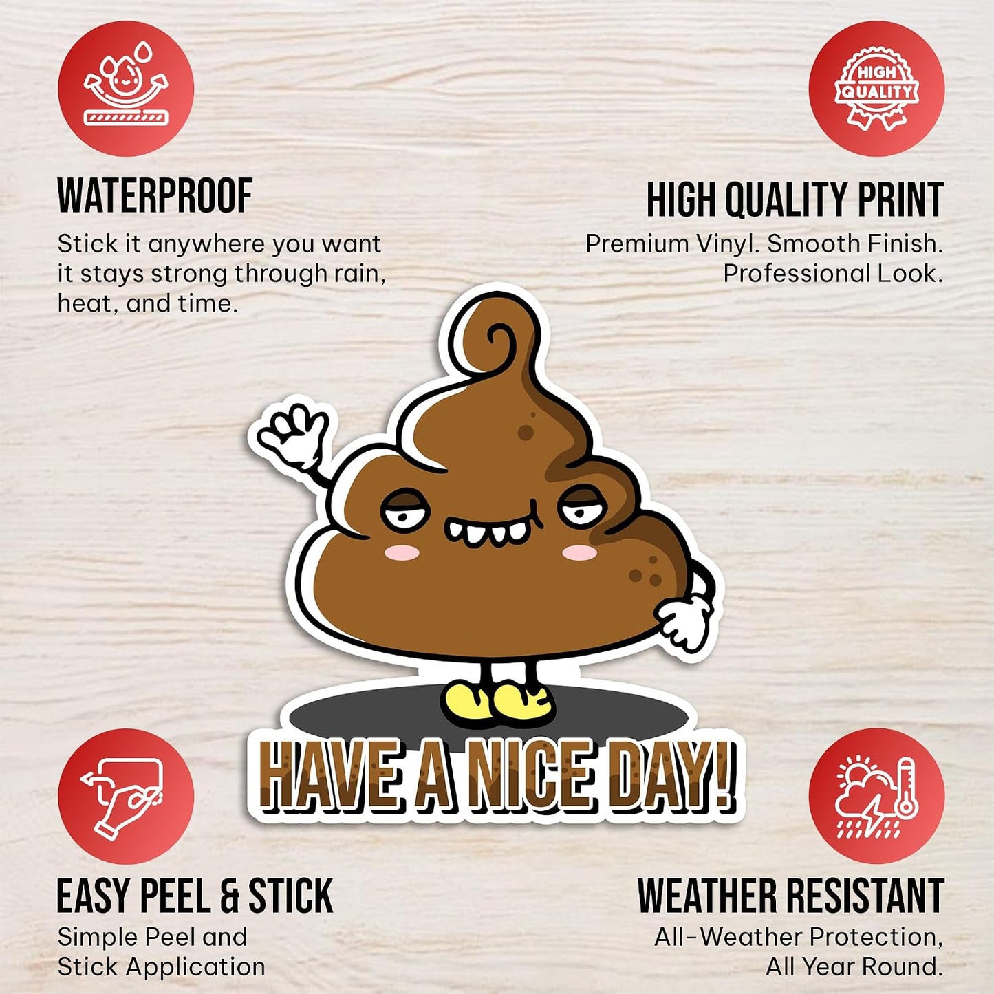 3PCS Potty Training Sticker | Funny Poop Sticker, Waterproof Vinyl Decals for Notebook, Water Bottles, Scrapbooking