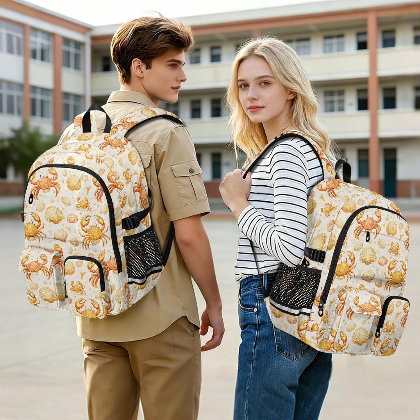 Backpack Backpack Daypack ALAZA School for Teen Girls Boys Ocean Coastal Crab Shellfish Kids Purse College Laptop
