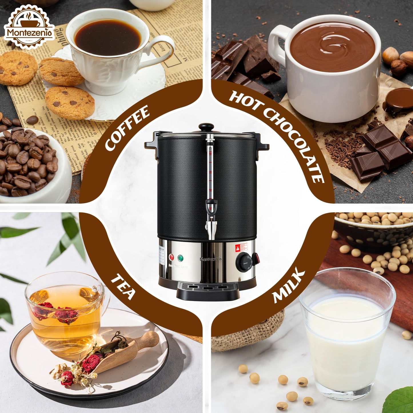 50 Cup Commercial Coffee Urn with Temp Control, 1200W Extra Large Coffee Maker Double Insulated 304 Stainless Steel Coffee Dispenser Hot Water Urn with for Home Party Office Catering (8L/50cups)