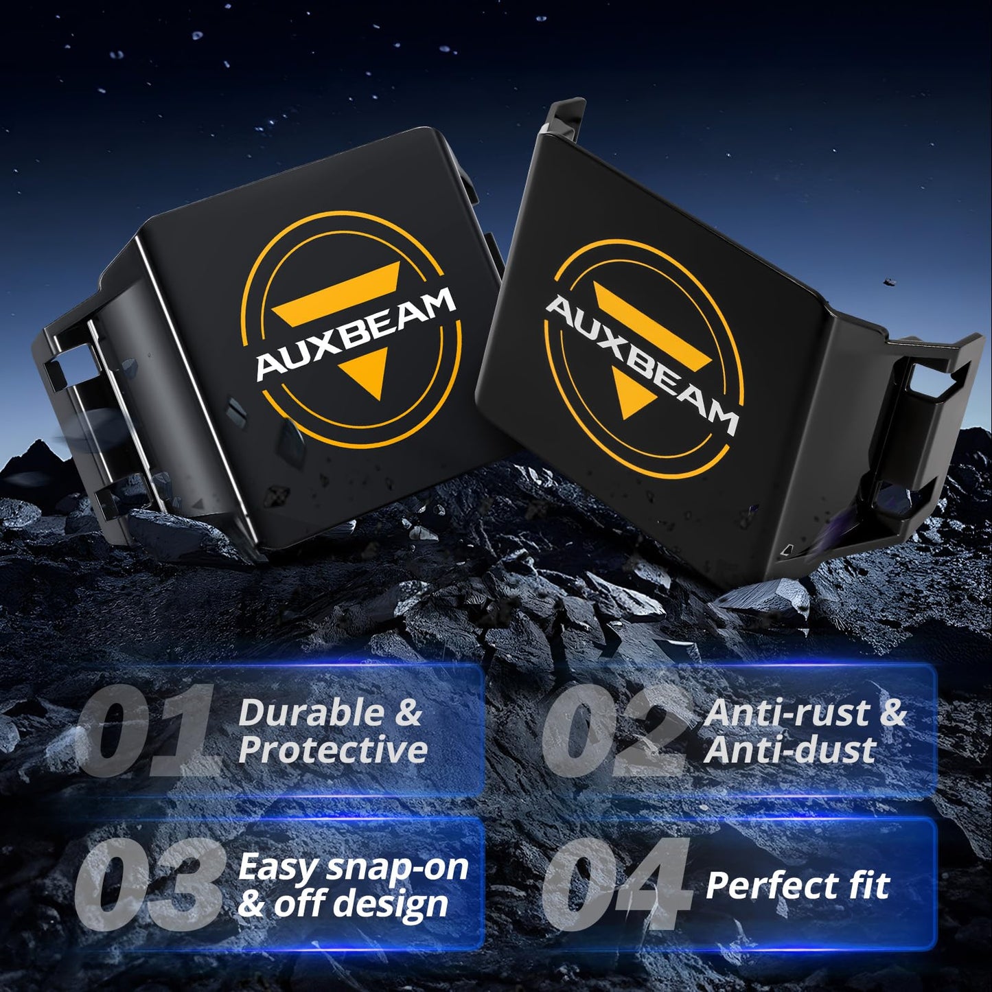 Auxbeam 7" 228W LED Cube Pods Offroad Driving Light with Side Shooter+Auxbeam 7 inch Black Pod Light Covers