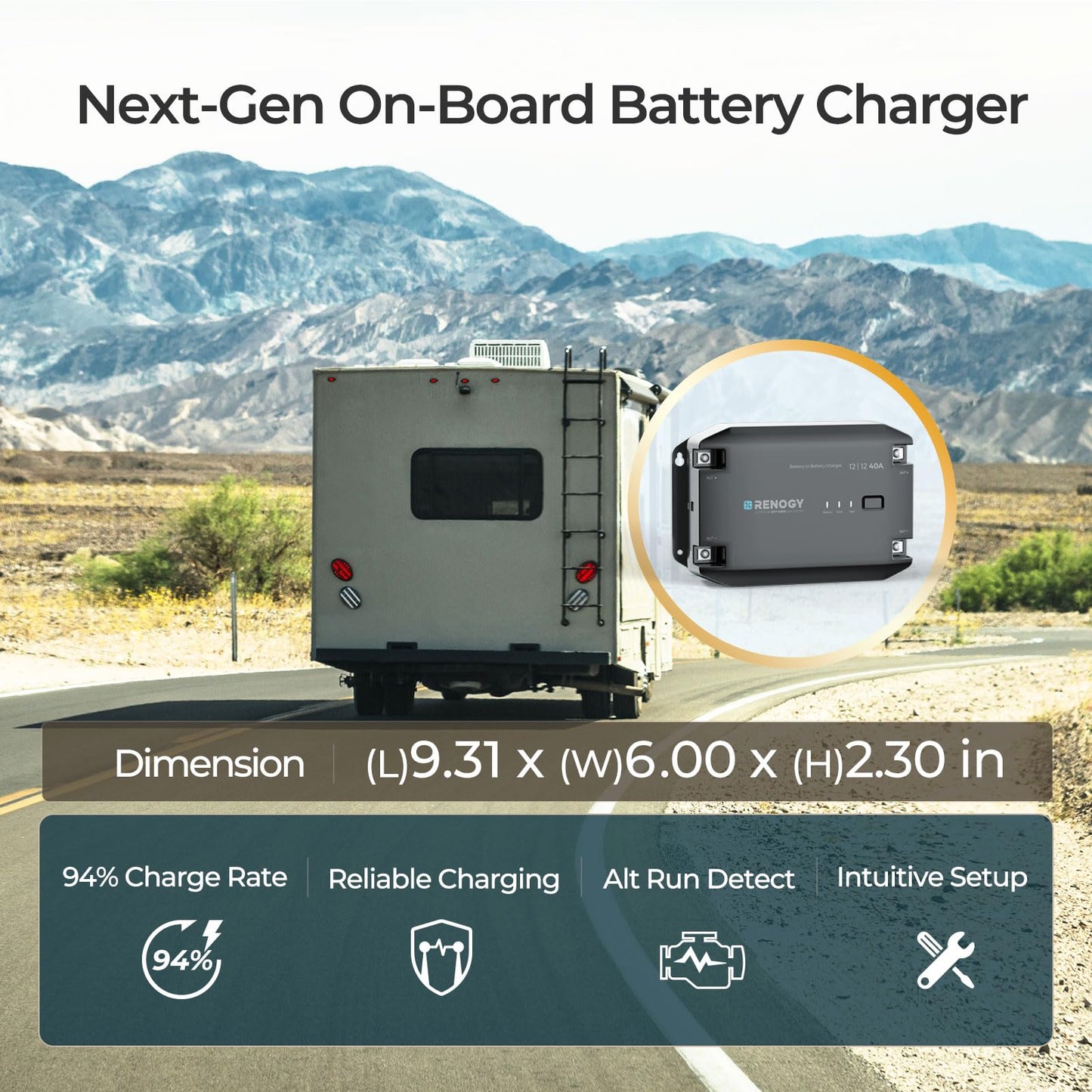 Renogy DC to DC Charger 12V 40A - Multi-Stage Charger for LiFePO4, AGM, Gel, Flooded Batteries | Car, RV, Marine & Boat Battery Charger with Bluetooth Compatibility
