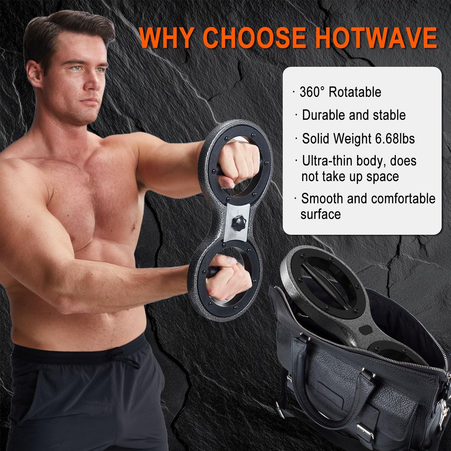 HOTWAVE Burn Machine – Upgraded 360° Rotating Shoulder Machine, Arm Trainer with Enlarged Inner Ring, Heavy-Duty Steel Build, Portable Home Gym Equipment for Full Body Workout & Boxing Training (12LB)