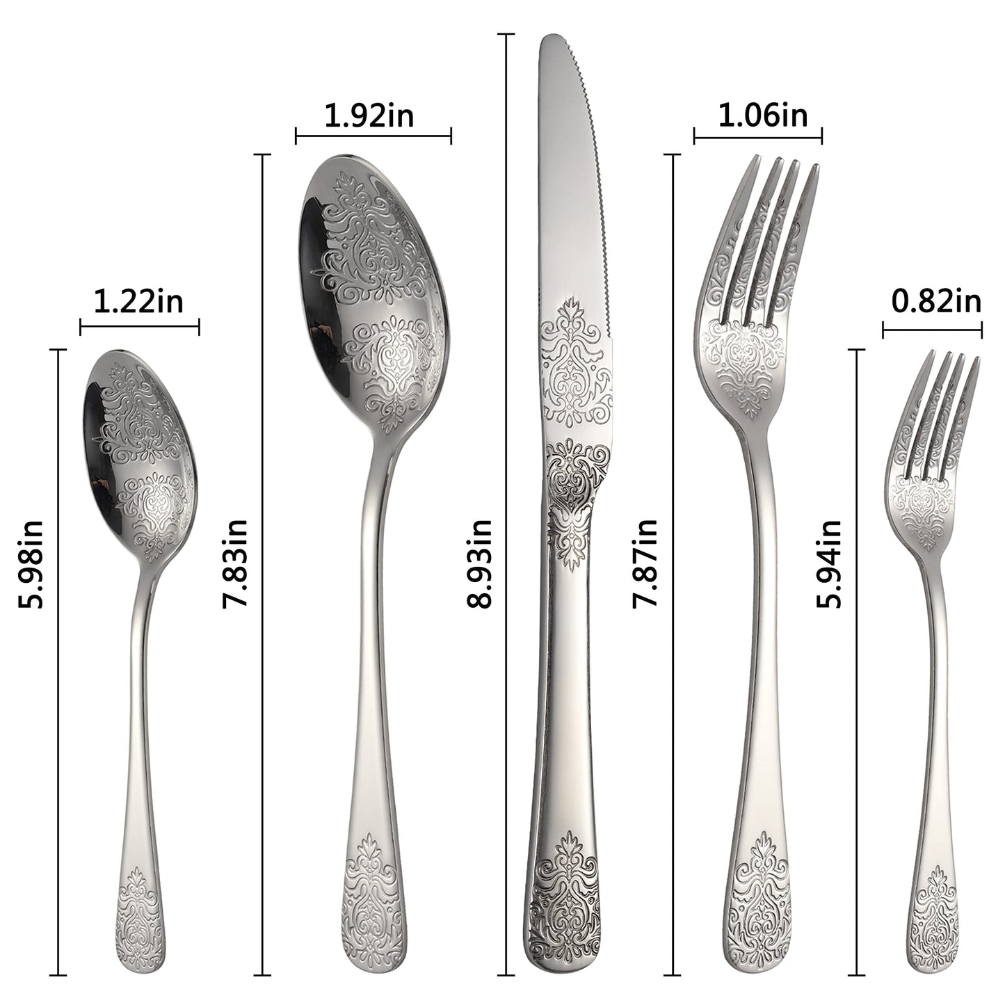 Silverware Set 40 Pieces Stainless Steel Flatware Cutlery Set Service for 8 Kitchen Utensil Tableware Sets Include Knives Forks Spoons for Kitchen Home Restaurant