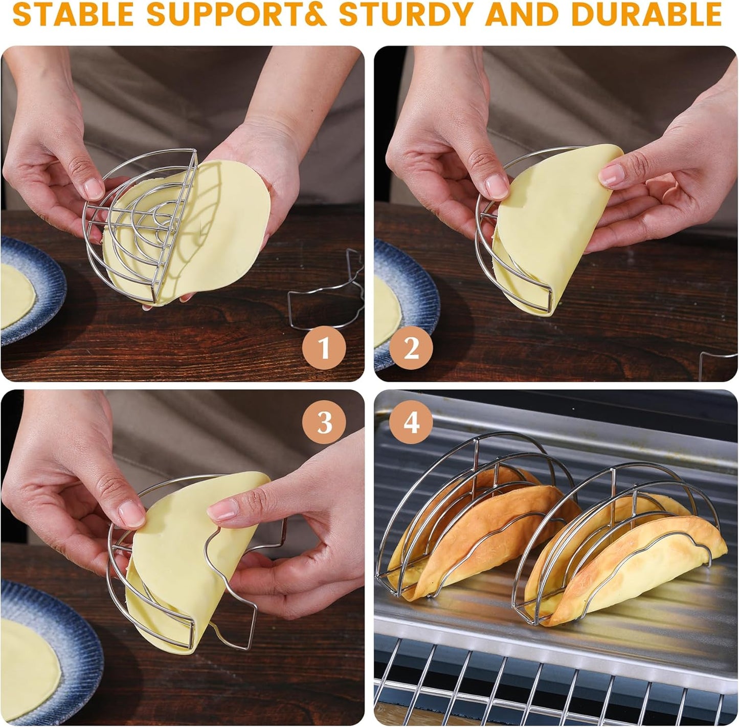 Skiennix Taco Shell Stand Mold - Stainless Steel Holder for Crispy Flat-Bottom Tacos | Ideal for Baking & Frying
