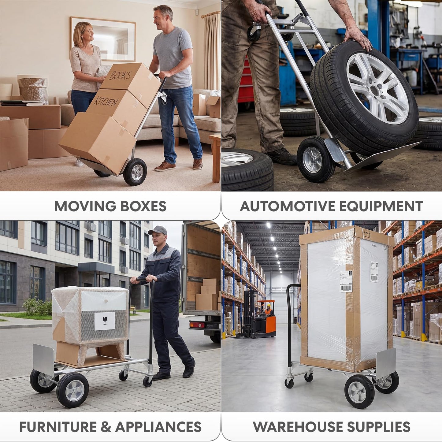SIMPLI-Magic 2-in-1 Convertible Hand Truck & Dolly - 800 lb Capacity Heavy Duty Folding Platform Cart with Rubber Wheels for Moving Boxes, Furniture & Appliances