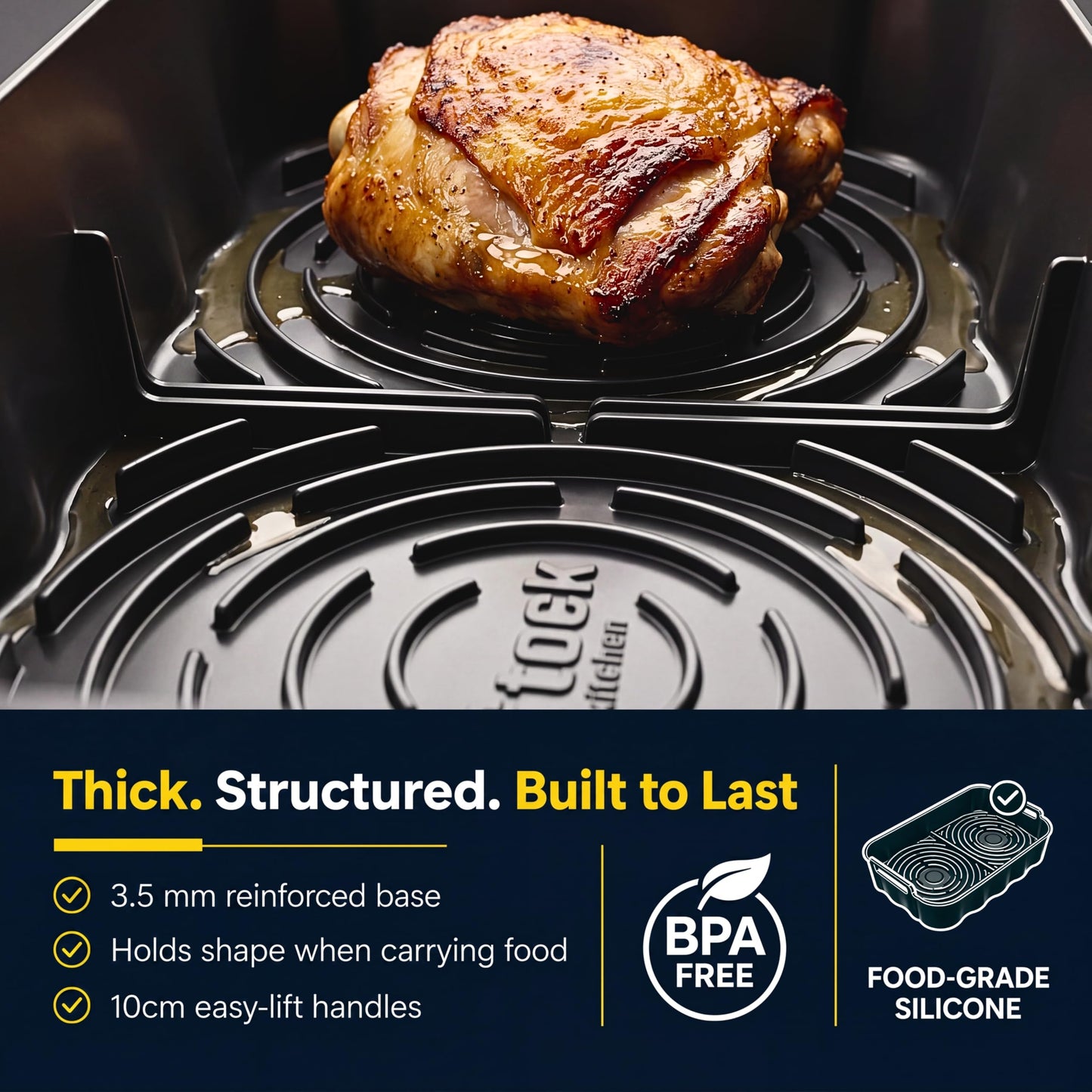 11 QT Premium Silicone Liner | 11QT Air Fryer Liners | Specifically Made for Ninja AD350CO | Ninja Foodi 11 Quart 7-in-1 MegaZone XL FlexBasket Liner | 1PC