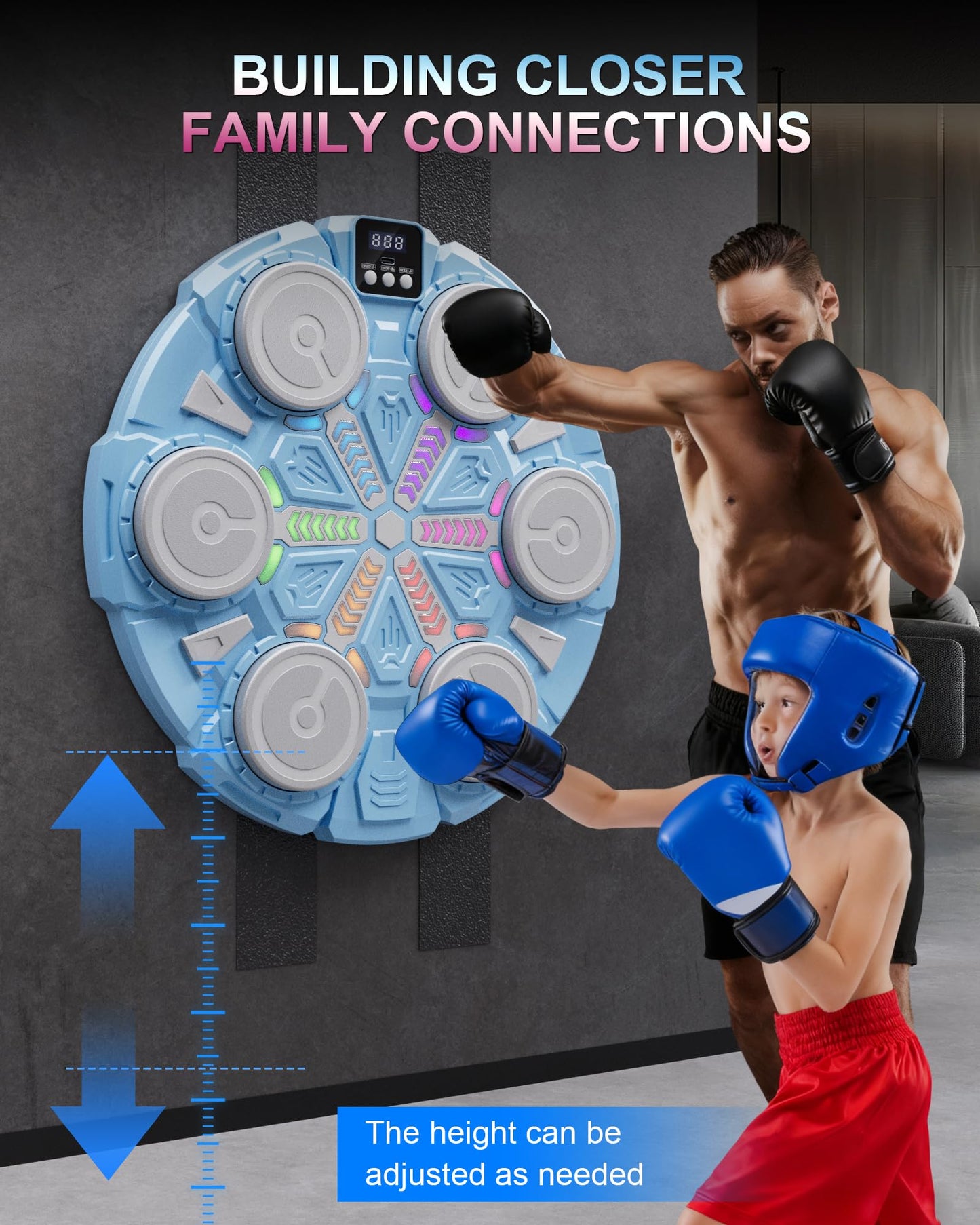 Aucoza Music Boxing Machine, Smart Music Punching Machine with Rhythm Lights & Boxing Gloves, Wall Mounted Boxing Training Equipment, Sport Toy Gift for Kids Adults Teen Boys (Blue)