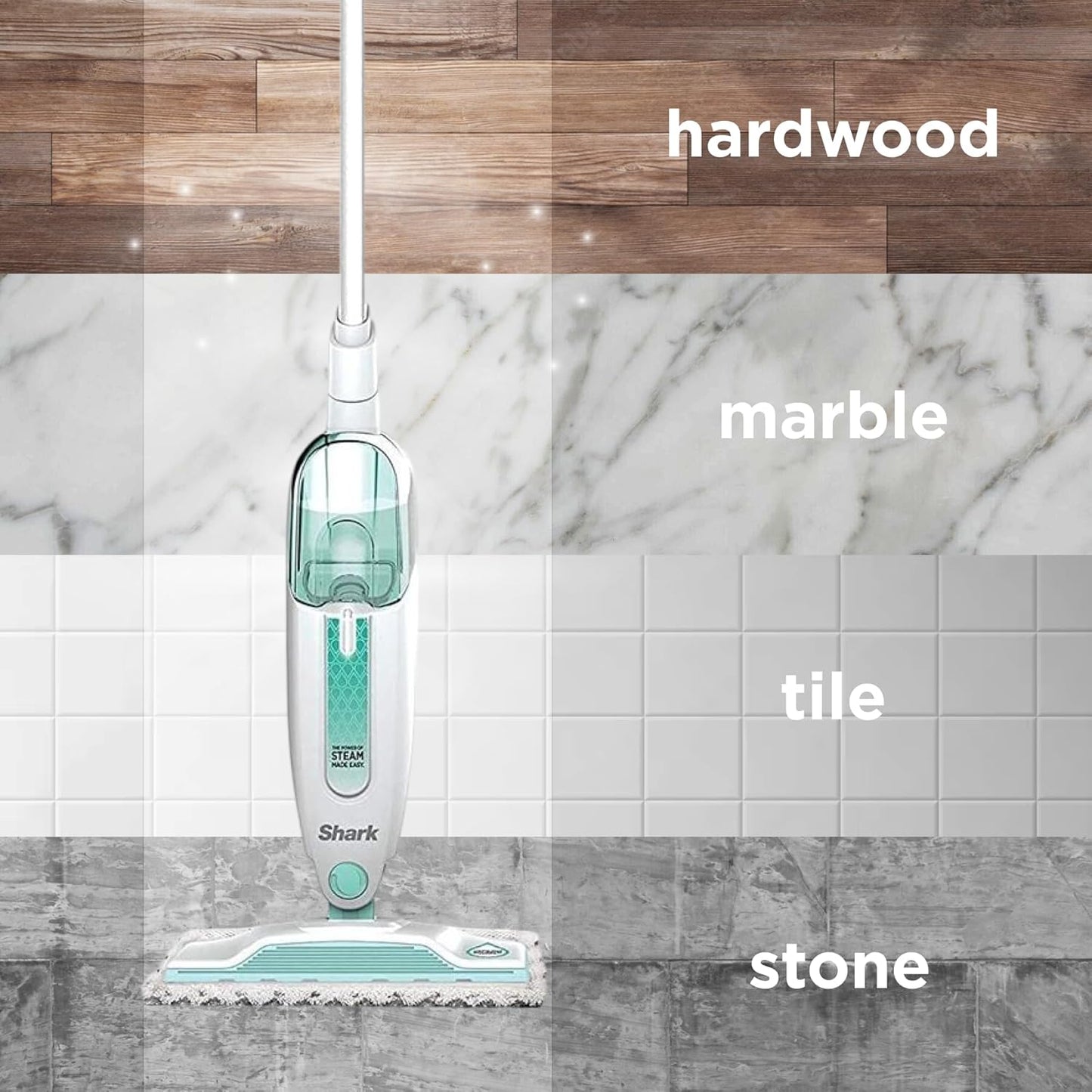 Shark Steam Mop - Hard Floor Cleaner with XL Removable Water Tank & 18-Foot Power Cord | White S1000A