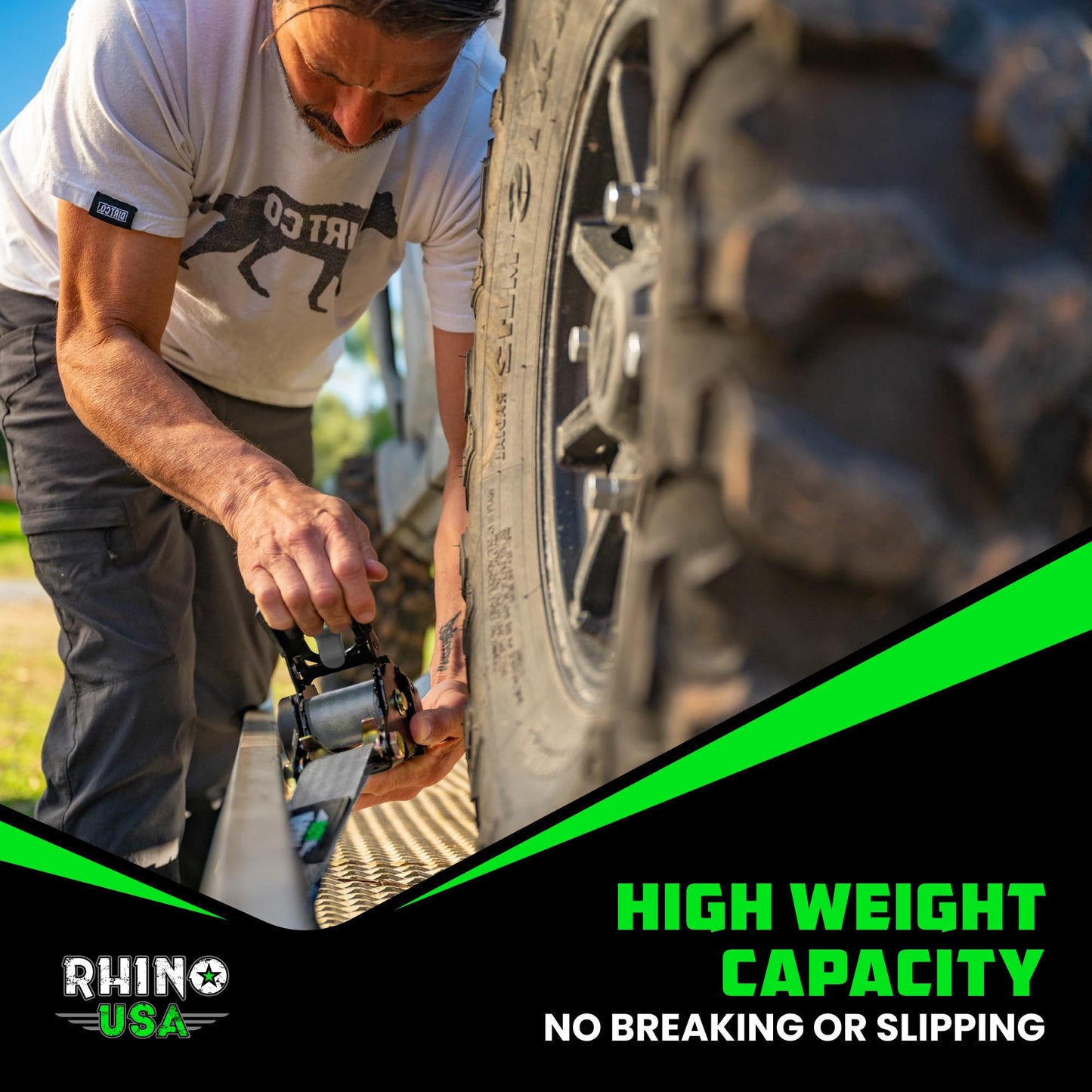 Rhino USA Retractable Ratchet Straps (4-Pack) - 2 Inch x 10 Feet (3,033lb Break Strength) - Heavy Duty Auto Self Retracting Tie Down Straps for Truck, Cargo Trailer, Motorcycle, Rad & More - Gray