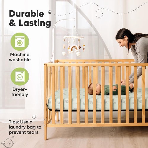 KeaBabies Fitted Crib Sheets - Soft Bamboo Viscose Cotton, 52x28 Standard Size, Gender Neutral, 2-Pack