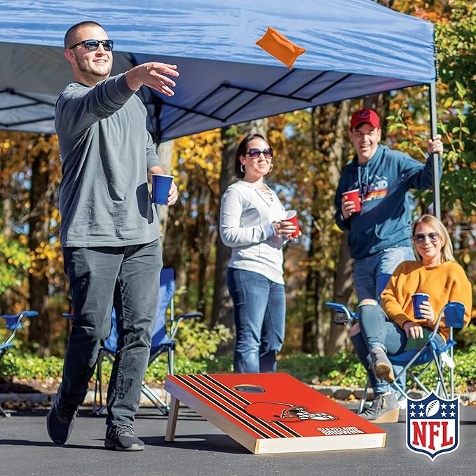 NFL 2' x 3' Solid Wood Cornhole Set with Direct Print HD Team Graphics – Great Gift for Any Football Fan! Bean Bag Toss Family Outdoor Games