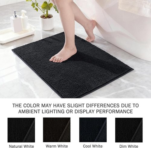 Exclusivo Mezcla Bath Rugs Mat - Extra Soft, Absorbent Chenille | Quick Dry, Machine Washable, 24x36, Black
