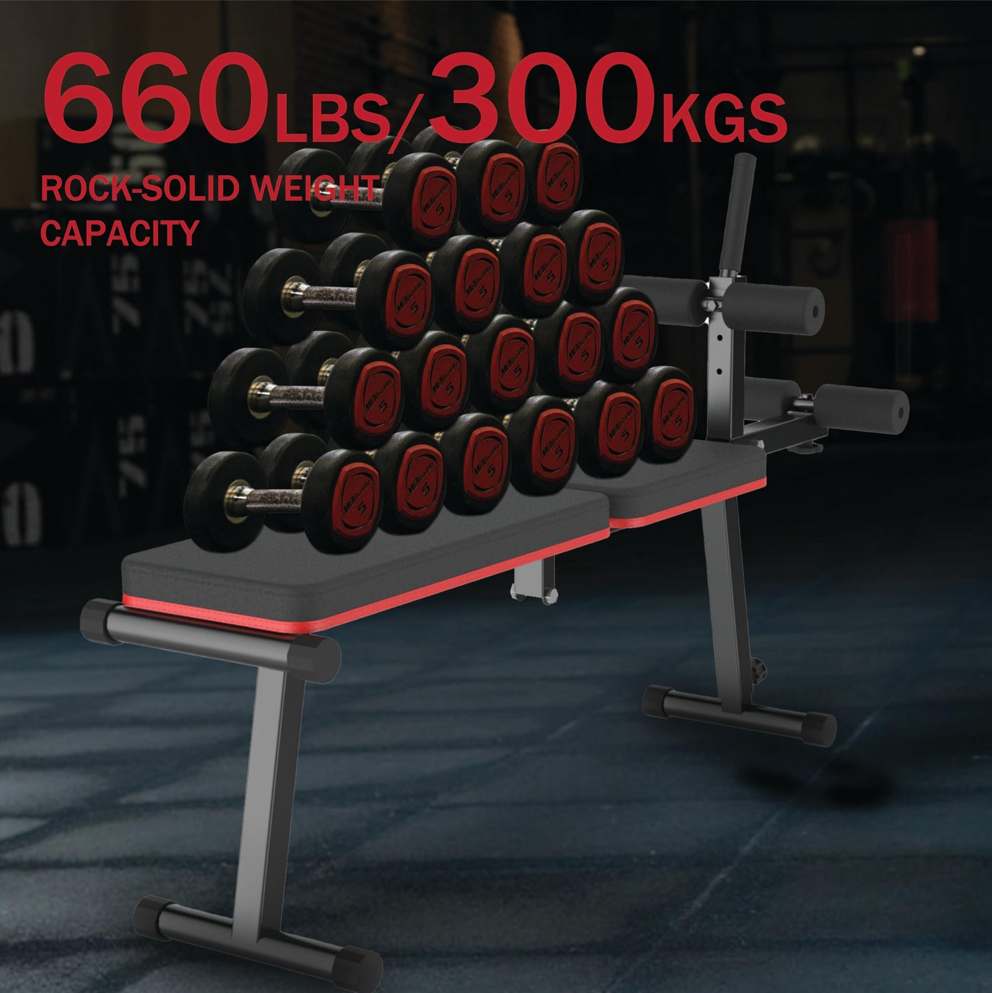 EASY BIG Decline & Flat Bench, Foldable, Multi-Gear Adjustment, Full Body Workout, 660 lbs/300 kgs Capacity