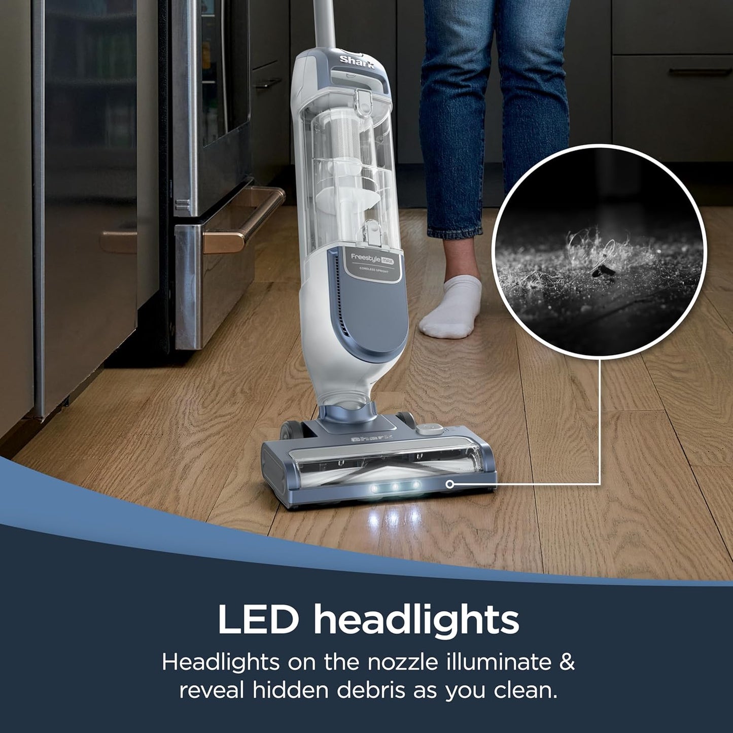 Shark Freestyle Max Cordless Vacuum - Lightweight Multi-Surface Cleaner with Large Dust Cup & LED Headlights | Nordic Blue, SV2002