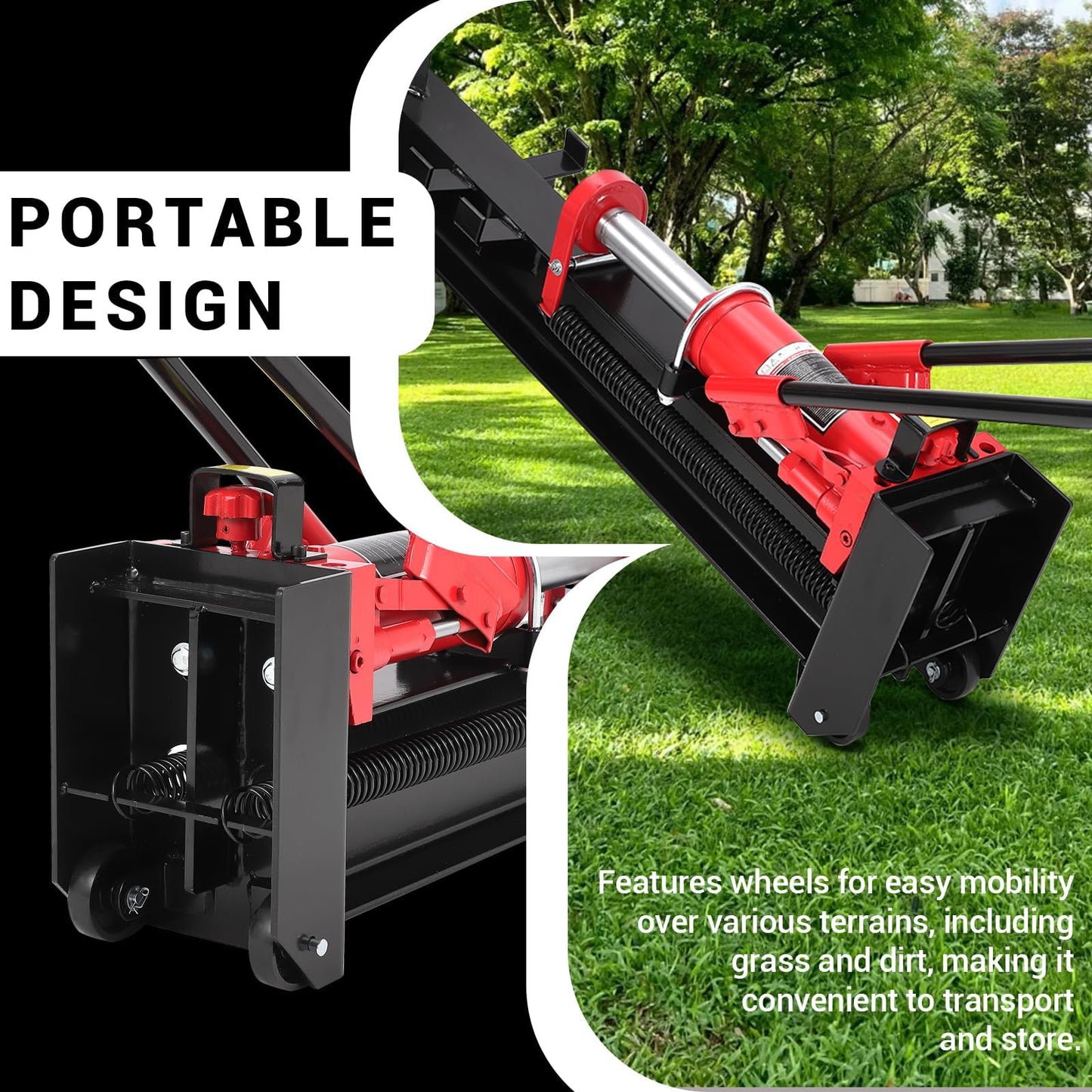 IDEALHOUSE Manual Hydraulic Steel Beam Log Splitter – Portable and Compact, 12 Ton Capacity - Wood Splitting Machine and Equipment for Fireplace, Firewood, & Fire Stove Logs,Outdoor and Backyard