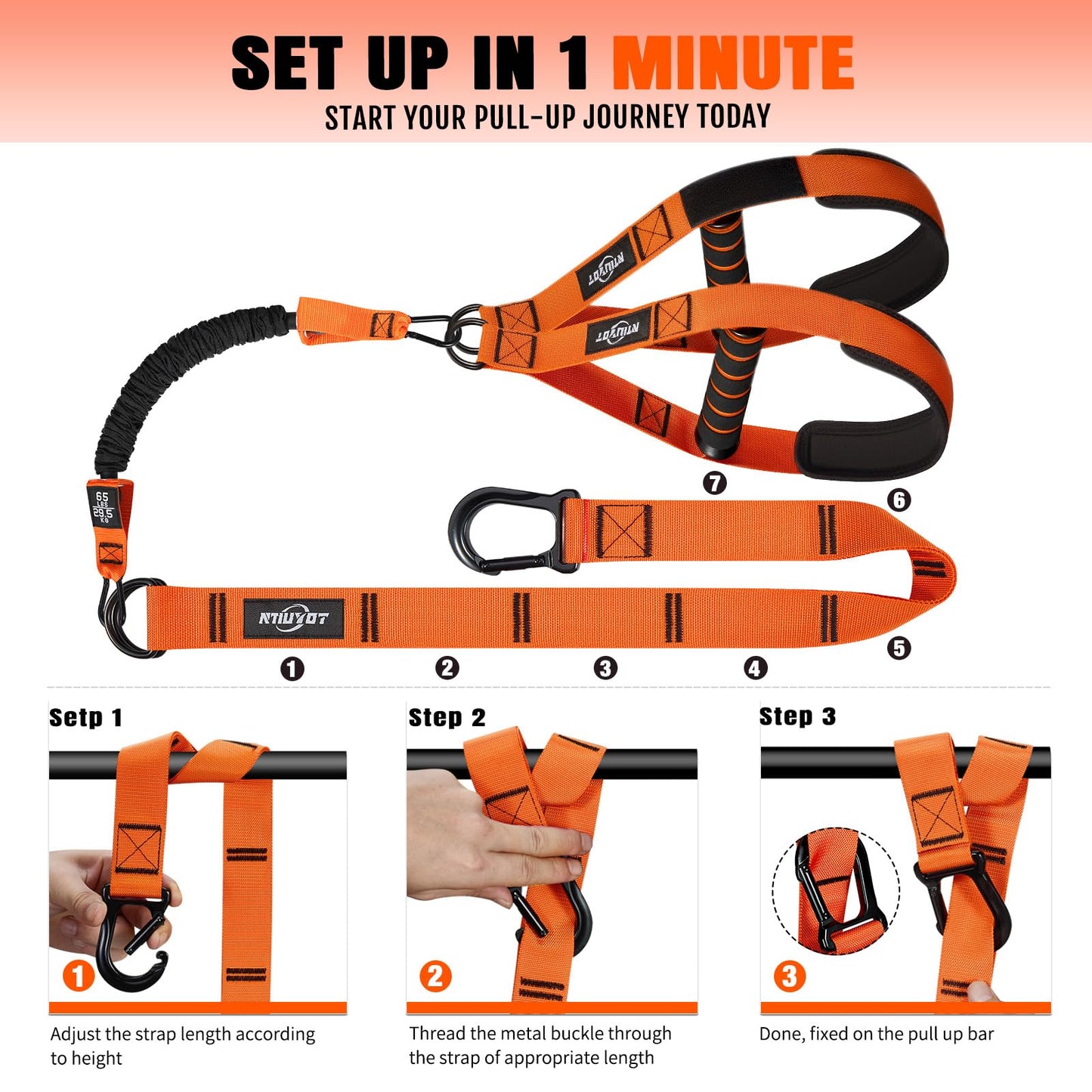 NTIUYOT Pull Up Bands, Heavy Duty Resistance Bands with Handle, Workout Bands for Pull Up Bar, Pullup Assist Band Set for Exercise, Full Body Workout, Home Gym for Enhanced Strength, Muscle Training