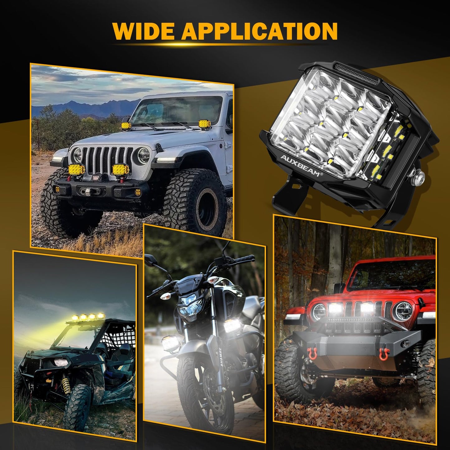 Auxbeam 5" 168W LED Cube Pods Offroad Driving Light with Amber Covers, 16440LM Bright Square Offroad Lights with Side Shooter 270° Combo Beam Ditch Light, DRL for Jeep ATV Wrangler Ford Truck Pickup