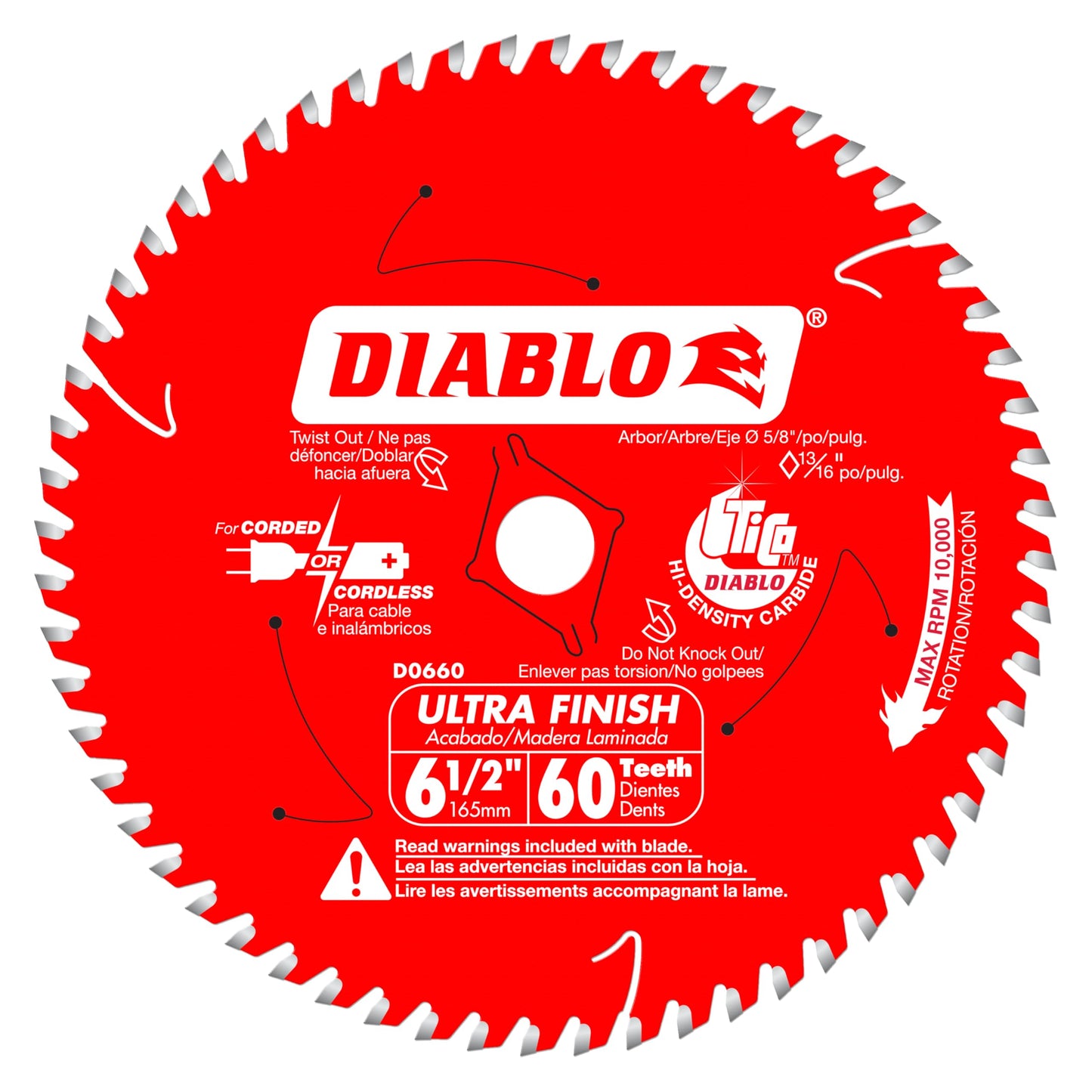 Diablo Ultra Finish Saw Blade for Wood - 6-1/2" x 60-Teeth, Tico Carbide - 10-Pack - D0660A