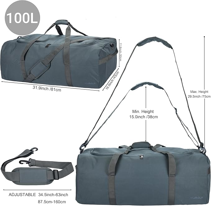 Large Duffle Bag for Travel, 100L Travel Bags for Men Extra Large Duffel Bag Water & Tear Resistant Women Weekender Bag w/Shoulder Strap for House Moving Travel Essentials Camping Gear Storage
