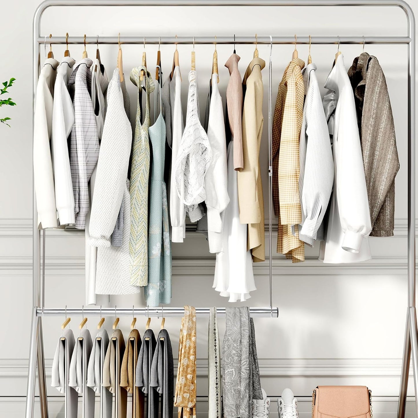 Storage Maniac Adjustable Closet Hanging Rod - Space-Saving Organizer | 2 Pack Chrome