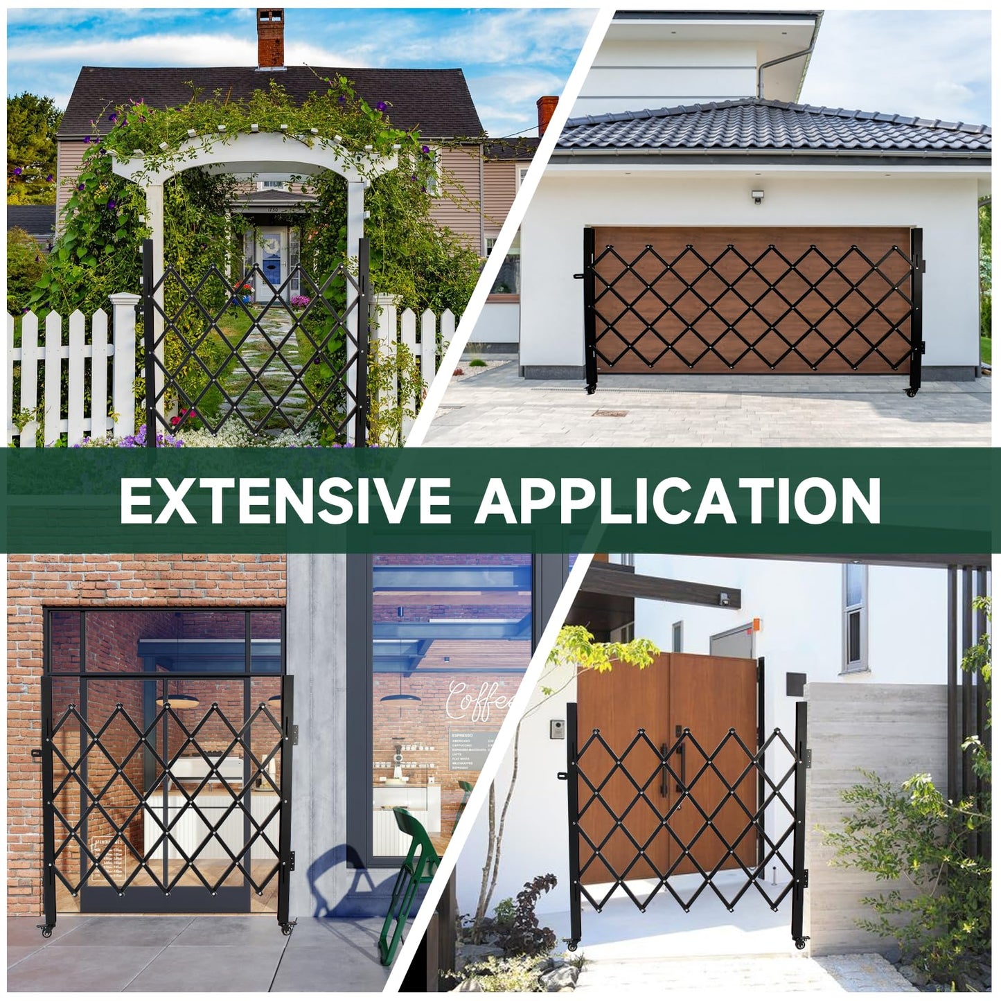 SGOLAN Single Folding Security Gates 72" W x 62" H Accordion Door, Metal Expandable Fence 360Rolling Expanding Outdoor Security Scissor Gate for Courtyards, Garages, Gardens