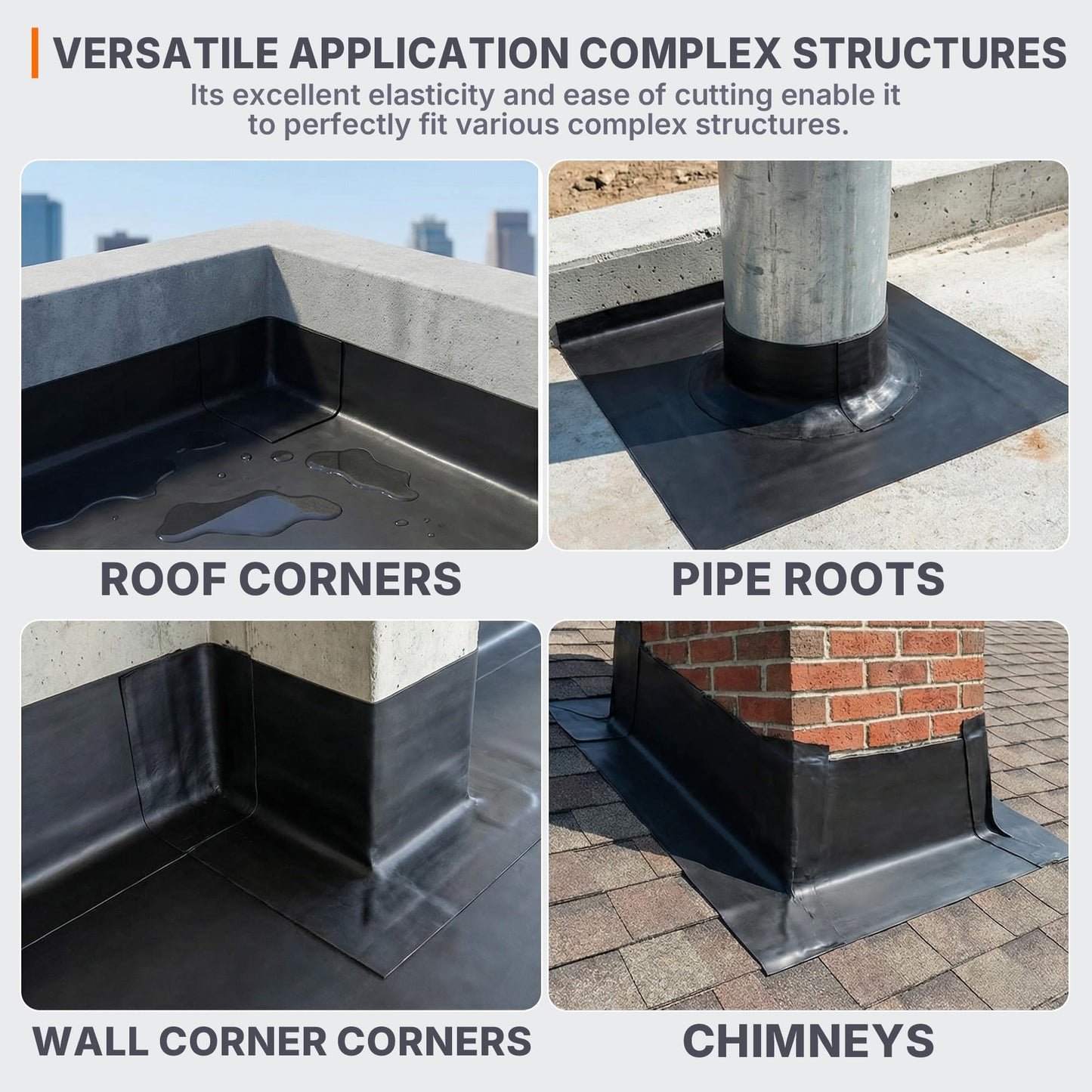 SFNSM 50 Mil EPDM Rubber Roofing Materials, Self-Adhesive Waterproofing Membrane for Roof 39 in x 16 ft, Underlayment Waterproof Membrane Foundation for Flat/Metal Roof, RV, Terrace Building Materials