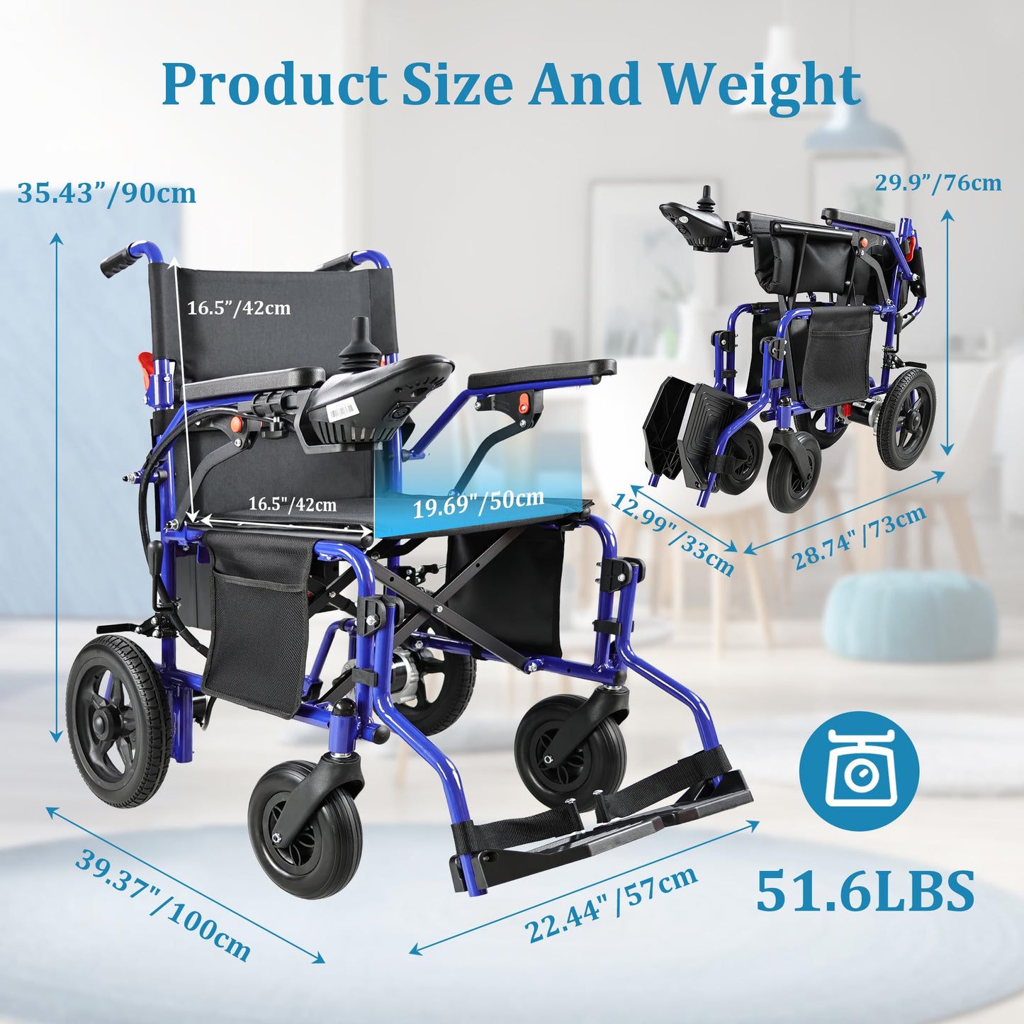 YF001 Zygenair 20" Wider Electric Wheelchair 330 Lbs Capacity Electric Wheelchairs for Adults, Foldable Power Wheelchair Lightweight Motorized Mobility Chair with 12Ah Lithium Battery (Purple, Max)