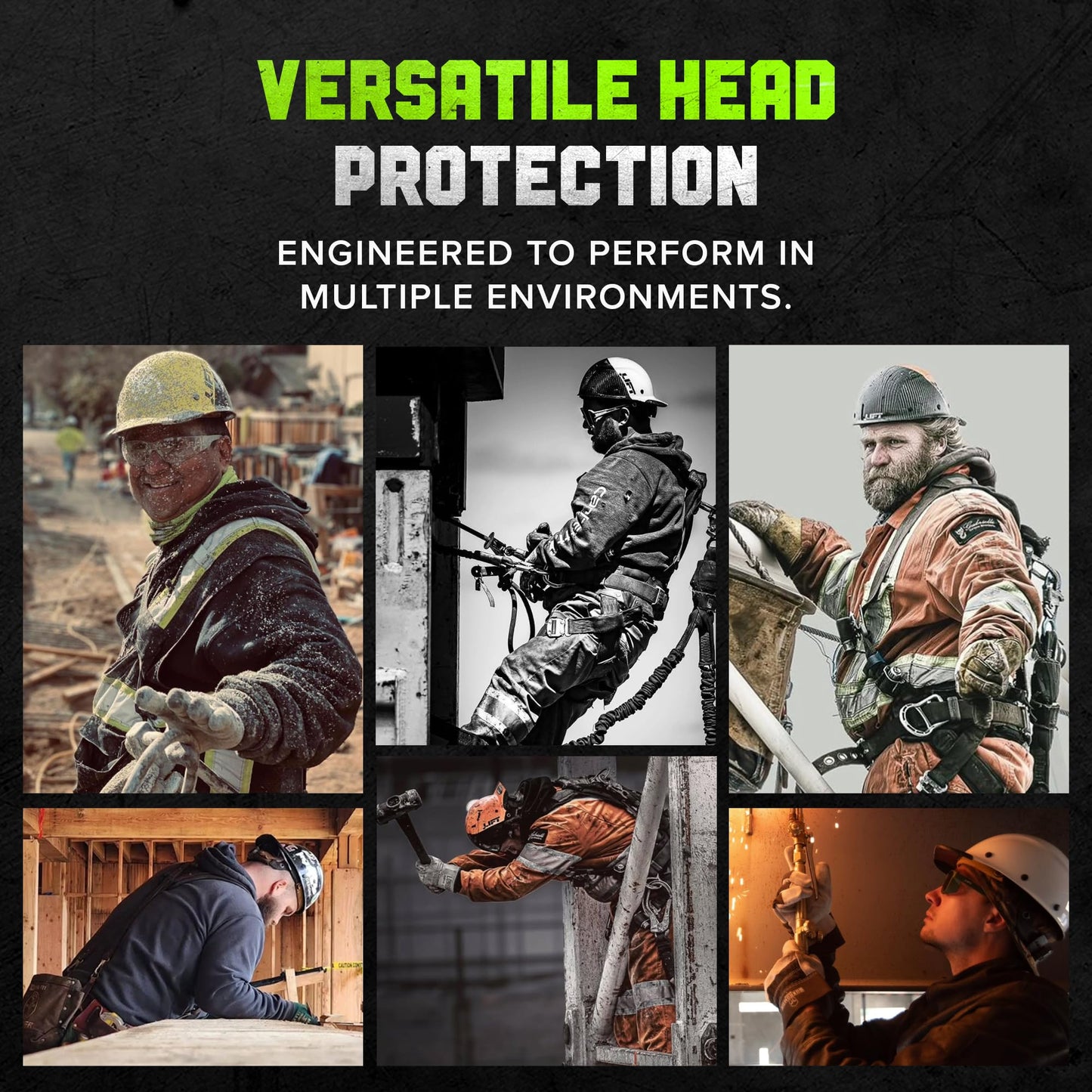 LIFT SAFETY Dax Fiber Resin Cap Brim | 6 Point Suspension for Comfort & Impact Protection | Desert Camo Gloss
