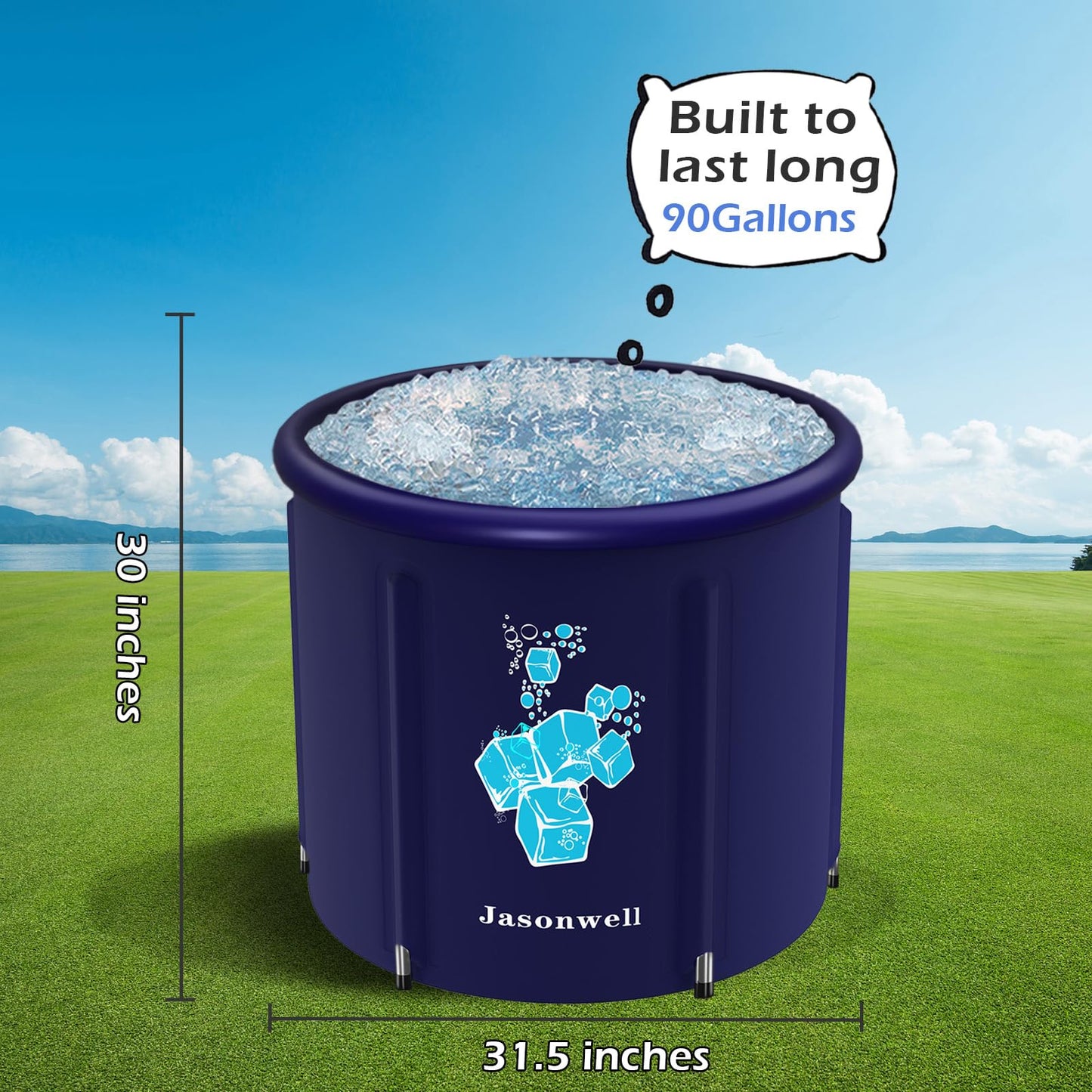 Jasonwell Ice Bath Tub for Athletes - Heavy Duty Cold Water Therapy Plunge Tub Ice Pod for Recovery Portable Ice Barrel Plunge Pool for Outdoor Inflatable Hot Tub Bathtub at Home for Adults