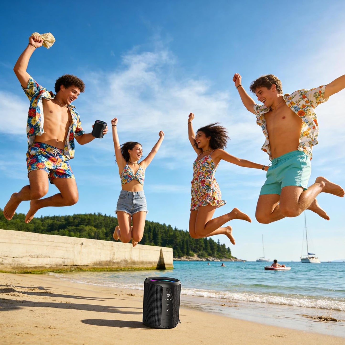 DUDGSIS IPX7 20W 15H Portable Bluetooth Speaker, Waterproof Wireless Speaker with Loud Stereo Sound, Playtime