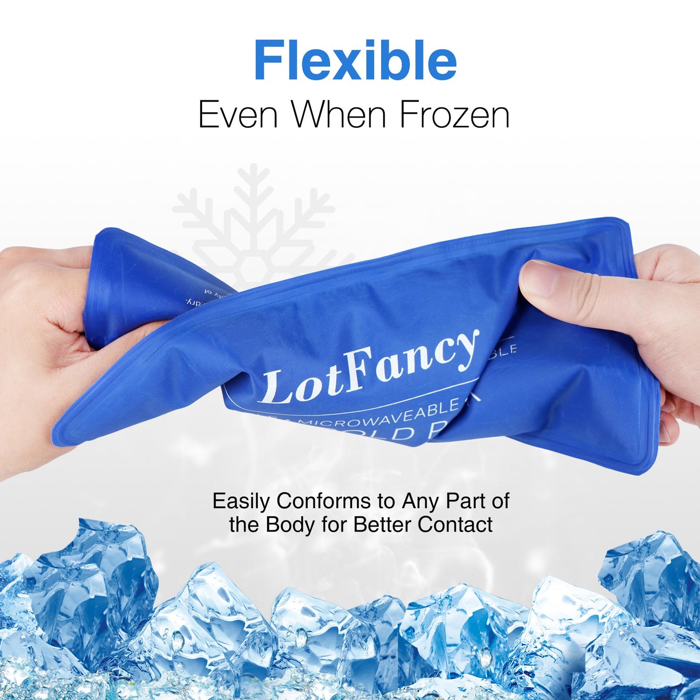 LotFancy Ice Packs for Injuries Reusable, 2 Gel Packs Wrap for Knee Head Neck Ankle Wrist Elbow Foot Legs Back Joint Pain Relief, Hot Cold Therapy for Surgery Recovery, First Aid