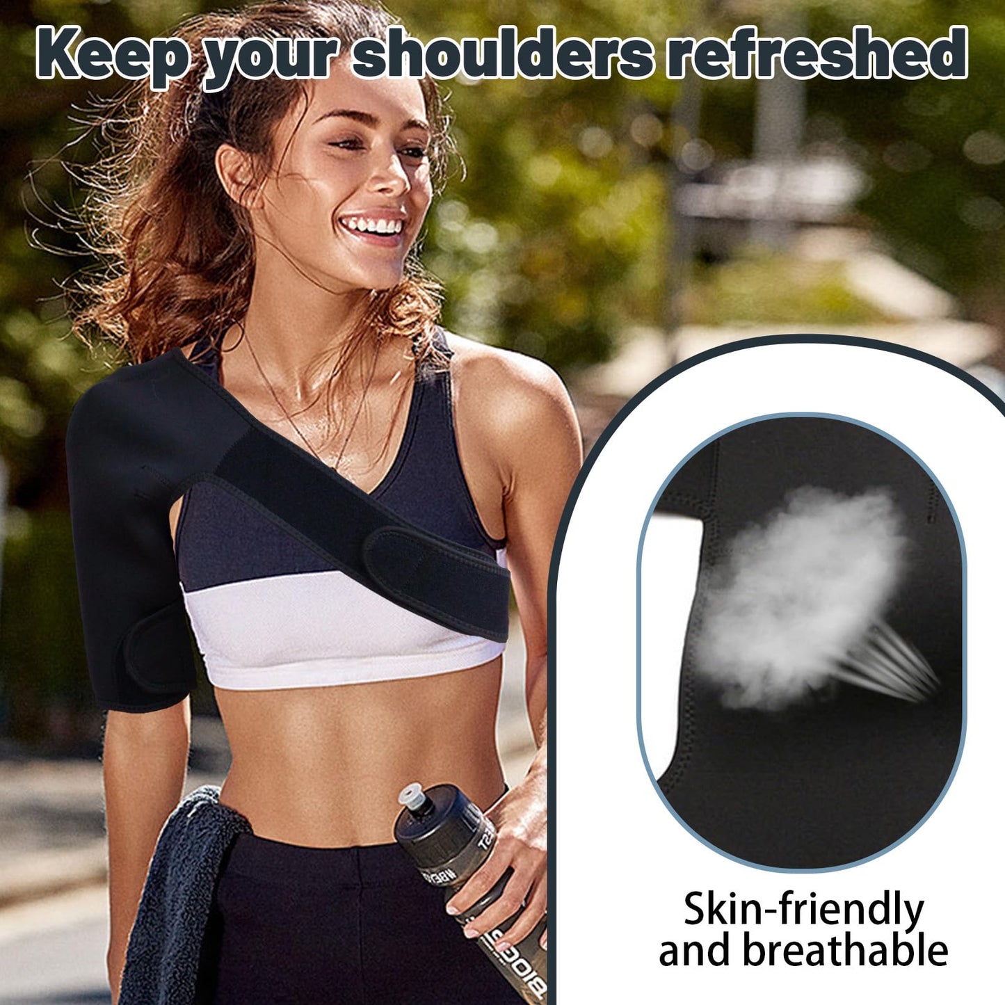 HSIWHV Shoulder Brace for Women, Compression Shoulder Sleeve, Adjustable and Can be Worn Under Clothes, Rotator Cuff Relief for Pain Relief (Right)
