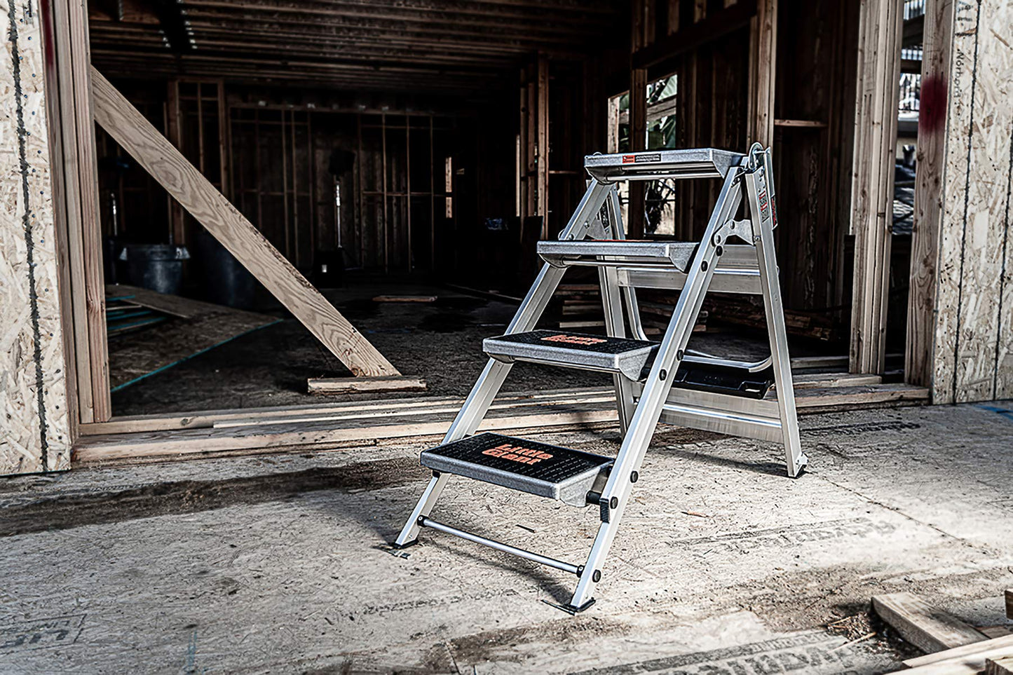 Little Giant Ladder Systems 10410BA Safety Step Ladder Four Step with Bar, 2 x 11-Inch