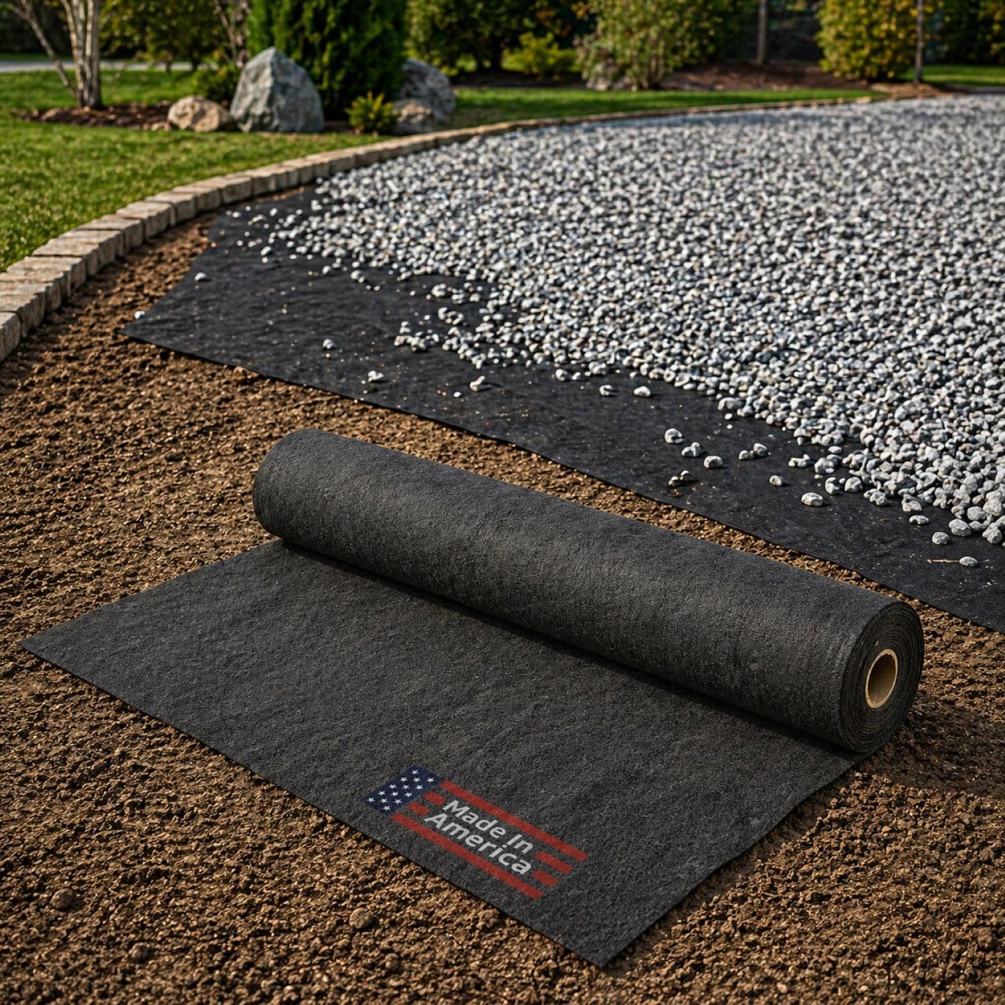 Soil Separation Fabric | Non-Woven Geotextile Filter Fabric (8 oz) – Drainage & Filter Barrier Fabric for French Drains & Trenches | USA Made - Sandbaggy (10 ft x 50 ft Roll)