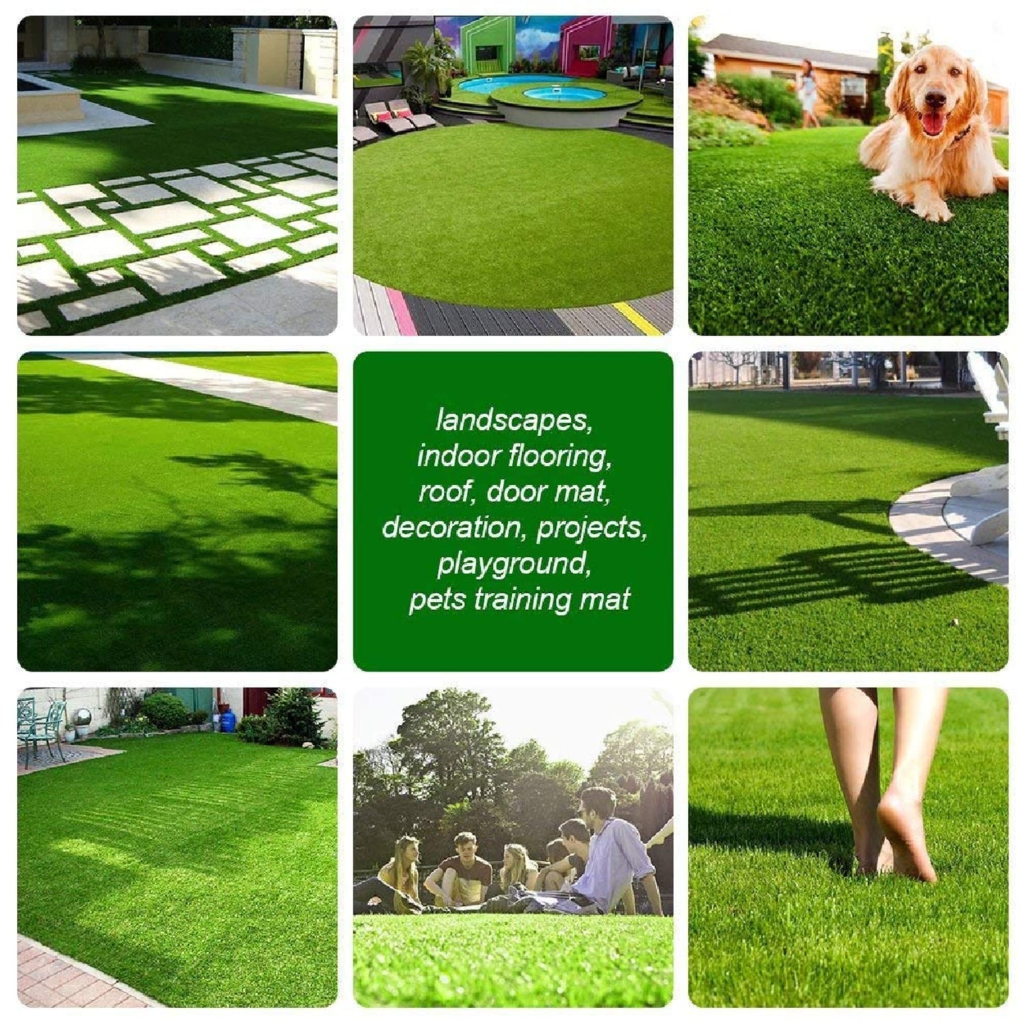 GRASS EXPRESS Artificial Grass Turf, 10ft x 10ft 0.4" Pile Height, Indoor Outdoor Fake Astroturf Rug Carpet Mat for Balcony Decor Backyard Patio Backdrop Fence Wall Decorations Dogs