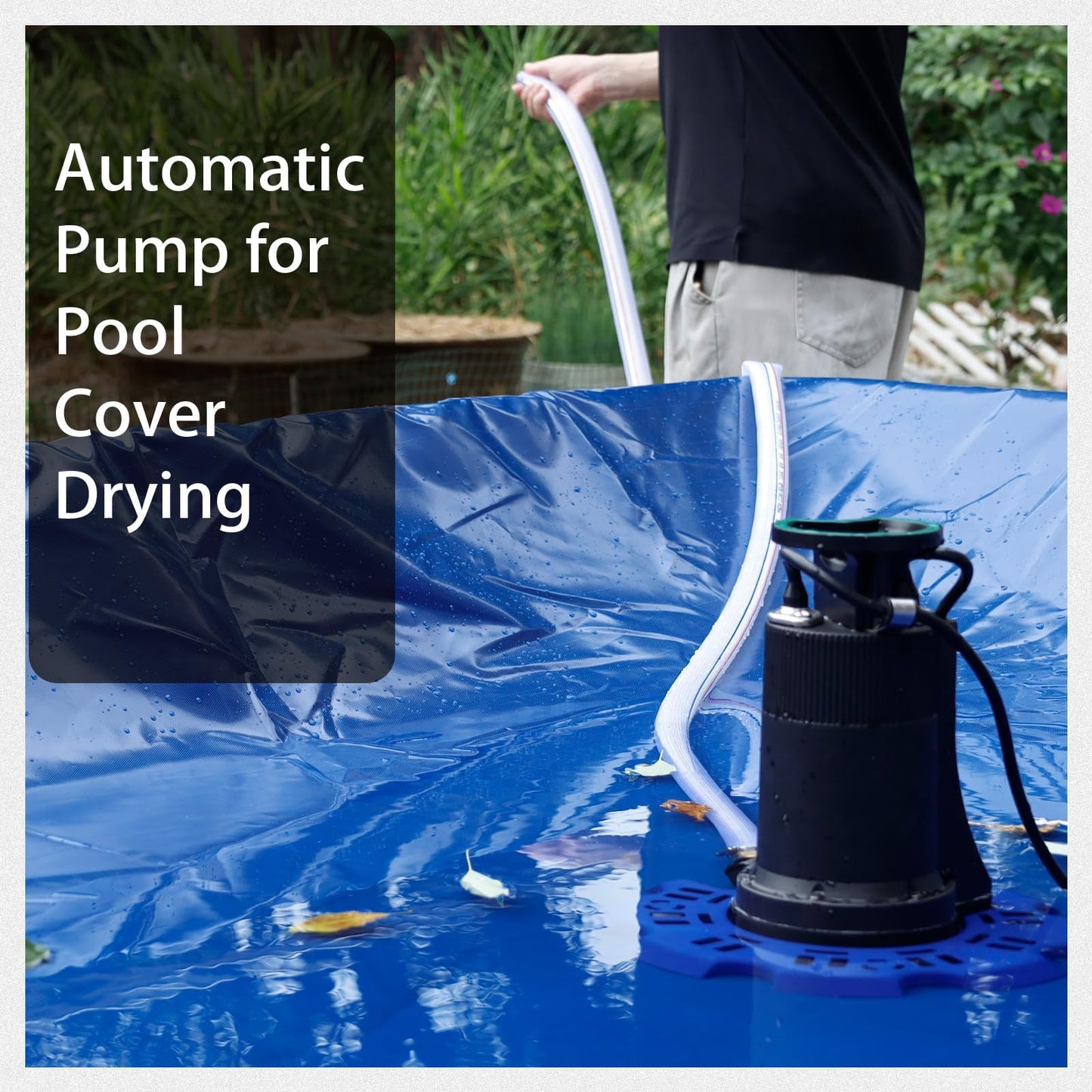 WASSERMANN Automatic Pool Cover Pump, 1/3 HP 4200GPH Submersible Pump Auto On/Off with Check Valve and 26FT Long Power Cord 115V Water Removal for Above Ground Pools, Hot Tubs, Spas